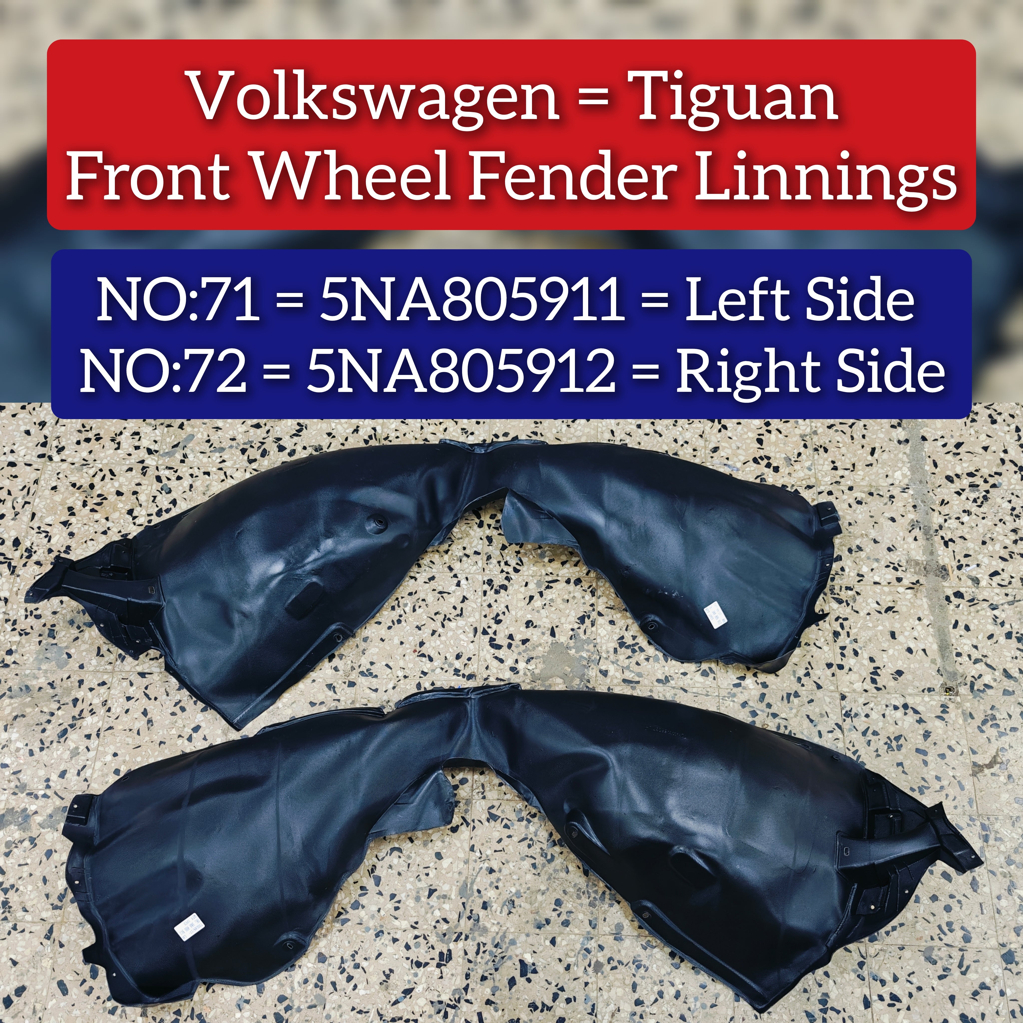 Front Left Fender Liner 5NA805911  5NA805911AB 5NA805911AG Compatible  With VW  TIGUAN (AD1, AX1) TIGUAN ALLSPACE (BW2, BJ2)
