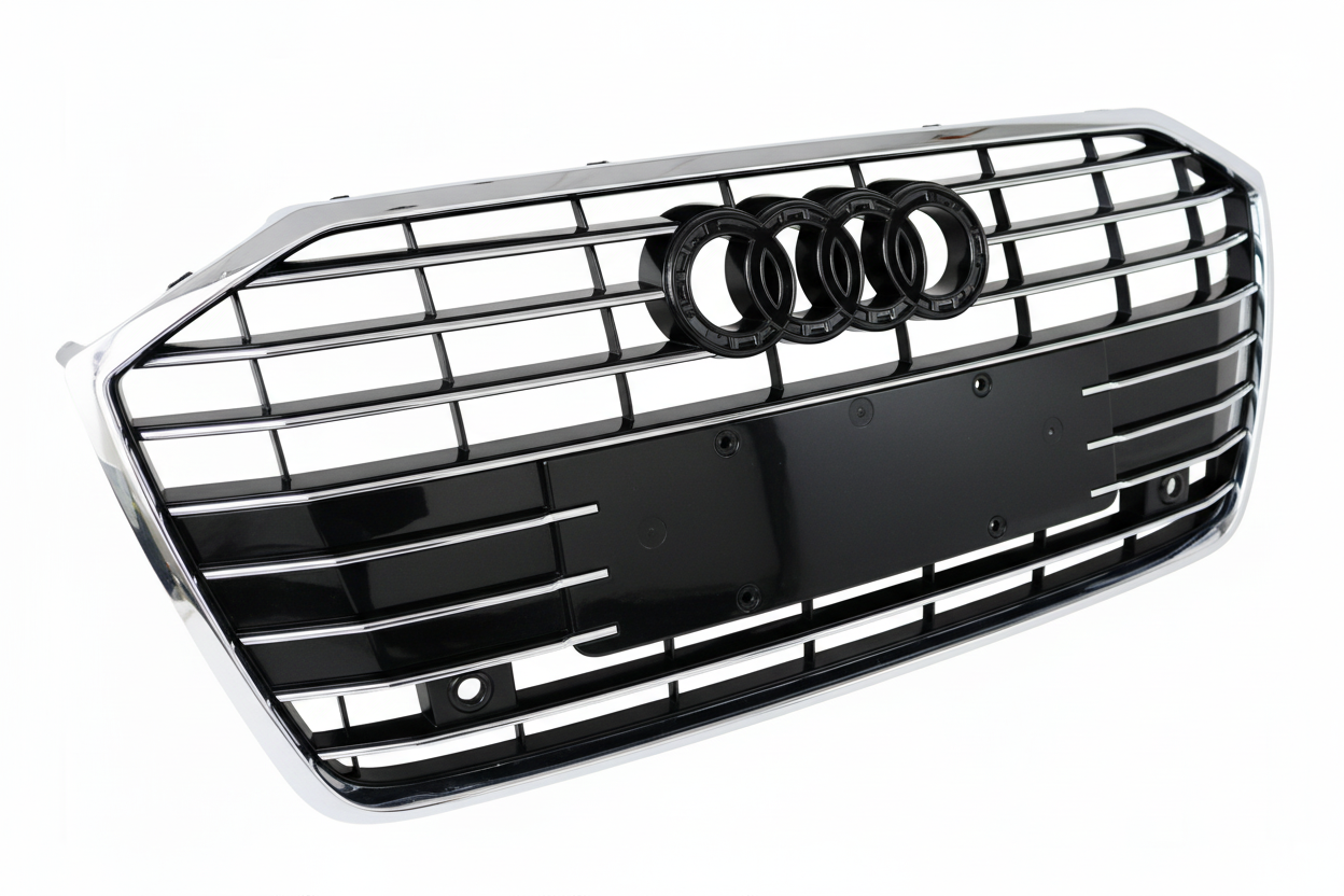 Show Grill Compatible With  Audi A6 C8(2019-23) Shiny Silver Chrome Tag No.71