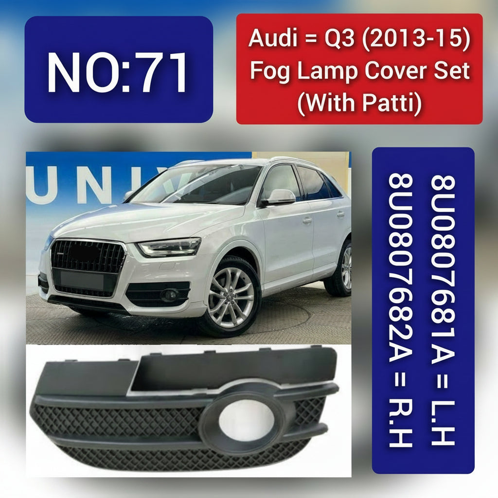 Fog Lamp Cover (withPatti) Left 8U0807681A Right 8U0807682A Compatible With Audi Q3  (2013-2015) Tag No.71