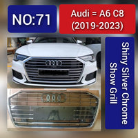 Show Grill Compatible With  Audi A6 C8(2019-23) Shiny Silver Chrome Tag No.71