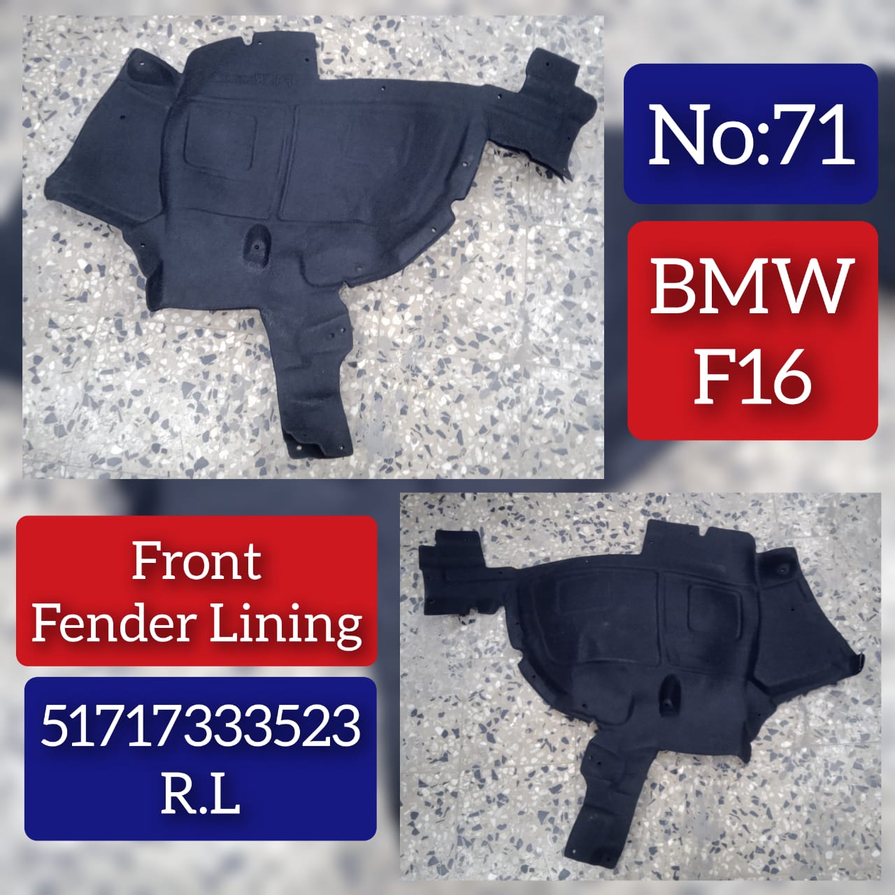 Rear Left Fender Liner 51717333523 Compatible With BMW X6 F16 Tag-FE-71
