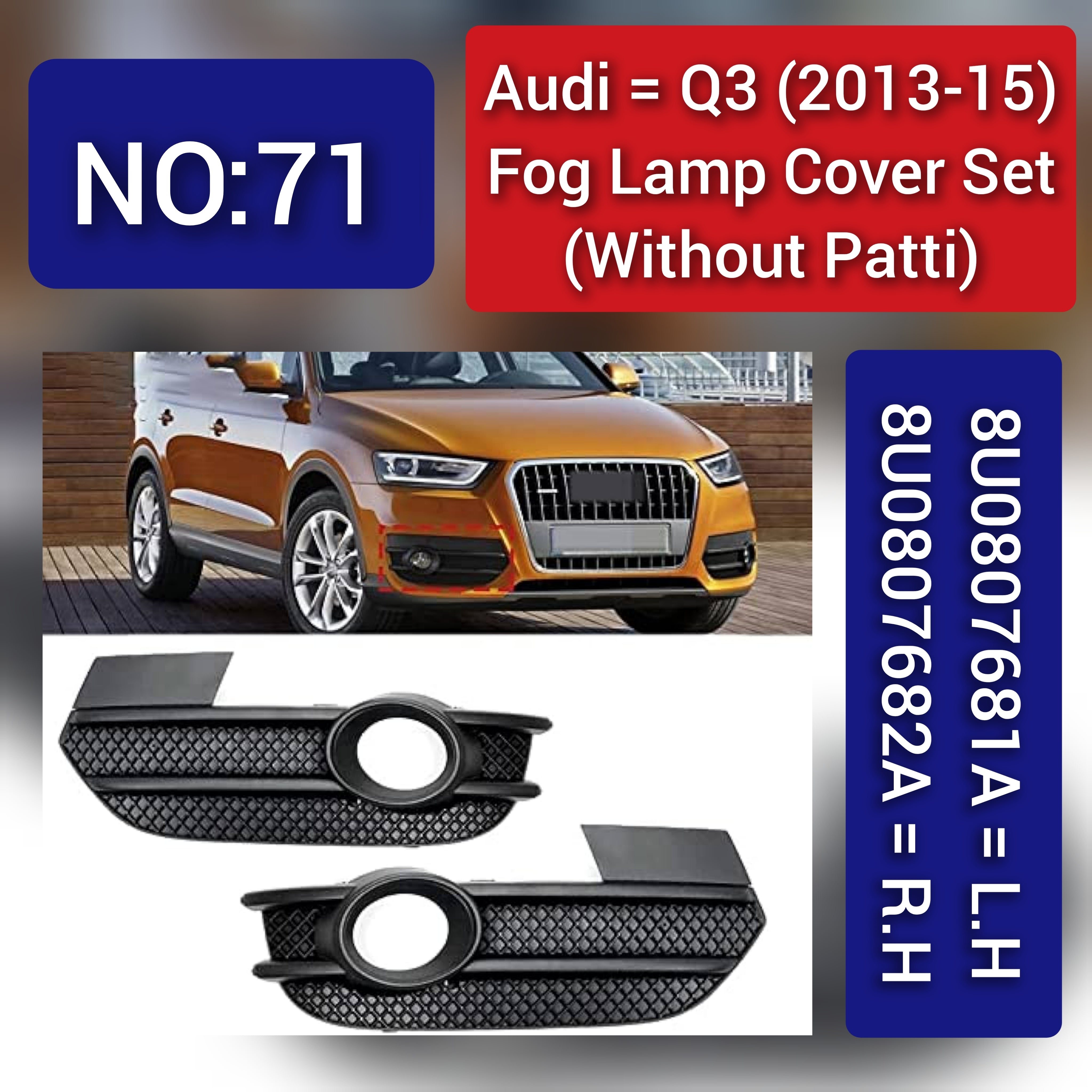 Fog Lamp Cover Compatible With AUDI Q3 2013-2015 Fog Lamp Cover Left 8U0807681A & Right 8U0807682A Tag-FC-71