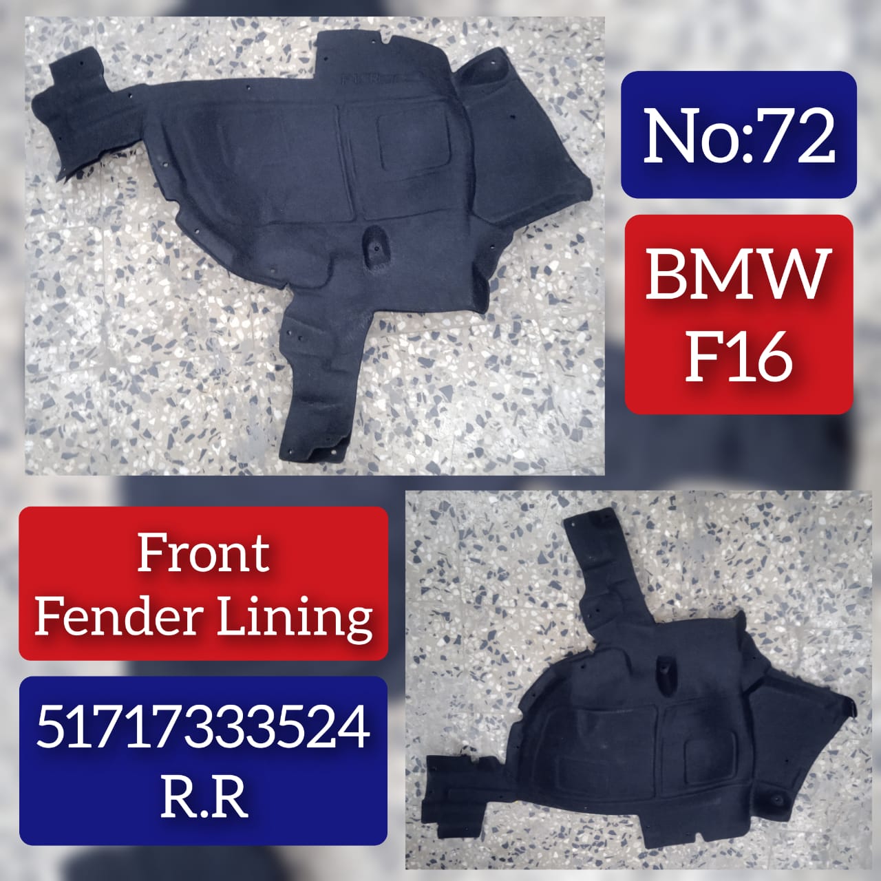 Rear Right Fender Liner 51717333524 Compatible With BMW X6 F16 Tag-FE-72