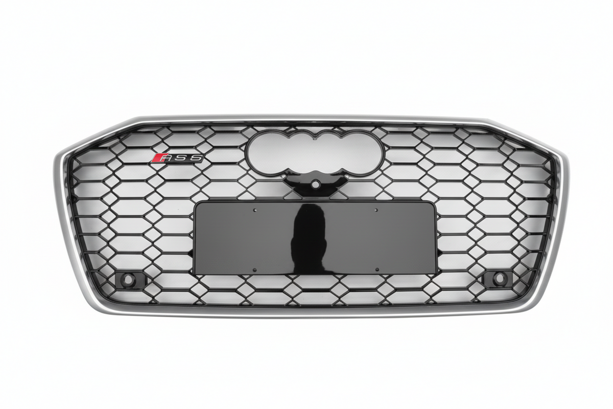 RS6 Black And Chrome Honeycomb Show Grill Compatible With Audi = A6 (2019-24) Tag No.73