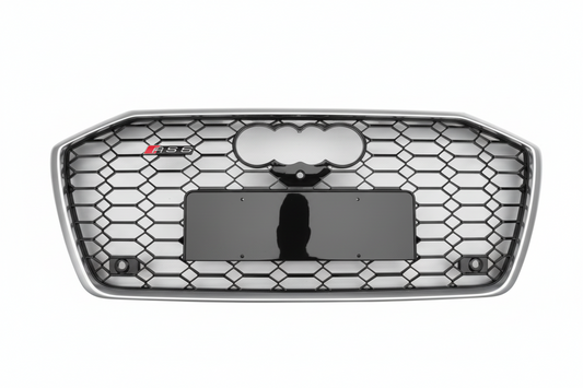 RS6 Black And Chrome Honeycomb Show Grill Compatible With Audi = A6 (2019-24) Tag No.73