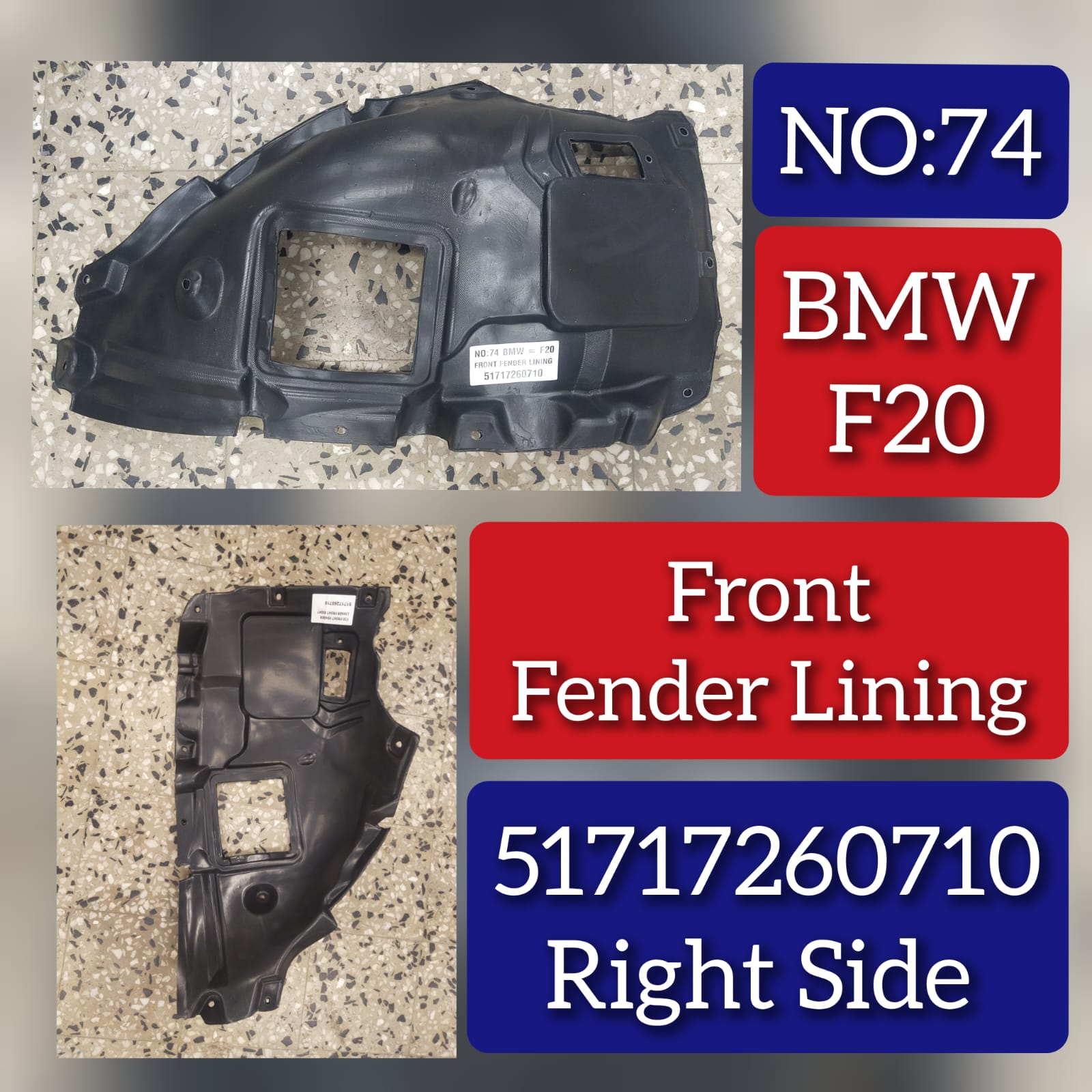 Front Right Fender Liner 51717260710 Compatible With BMW 1 Series F20 Tag-FE-74