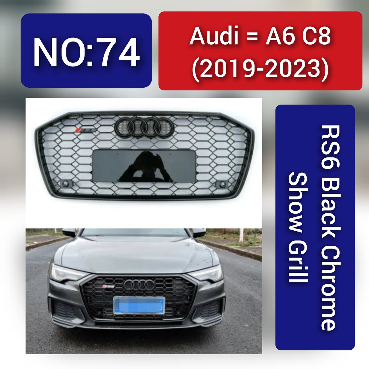 Audi A6 C8(2019-23) RS6 Black Chrome Show Grill