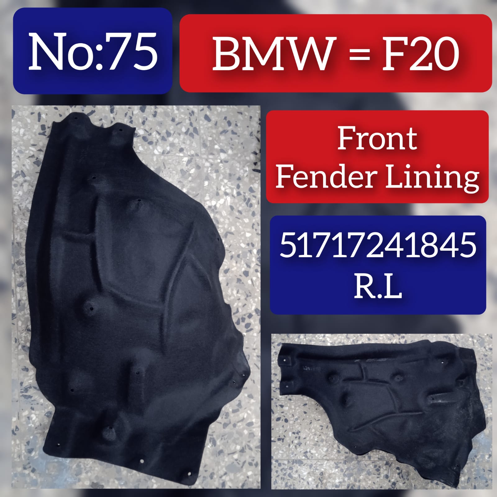 Rear Left Fender Liner 51717241845 Compatible With BMW 1 Series F20 Tag-FE-75