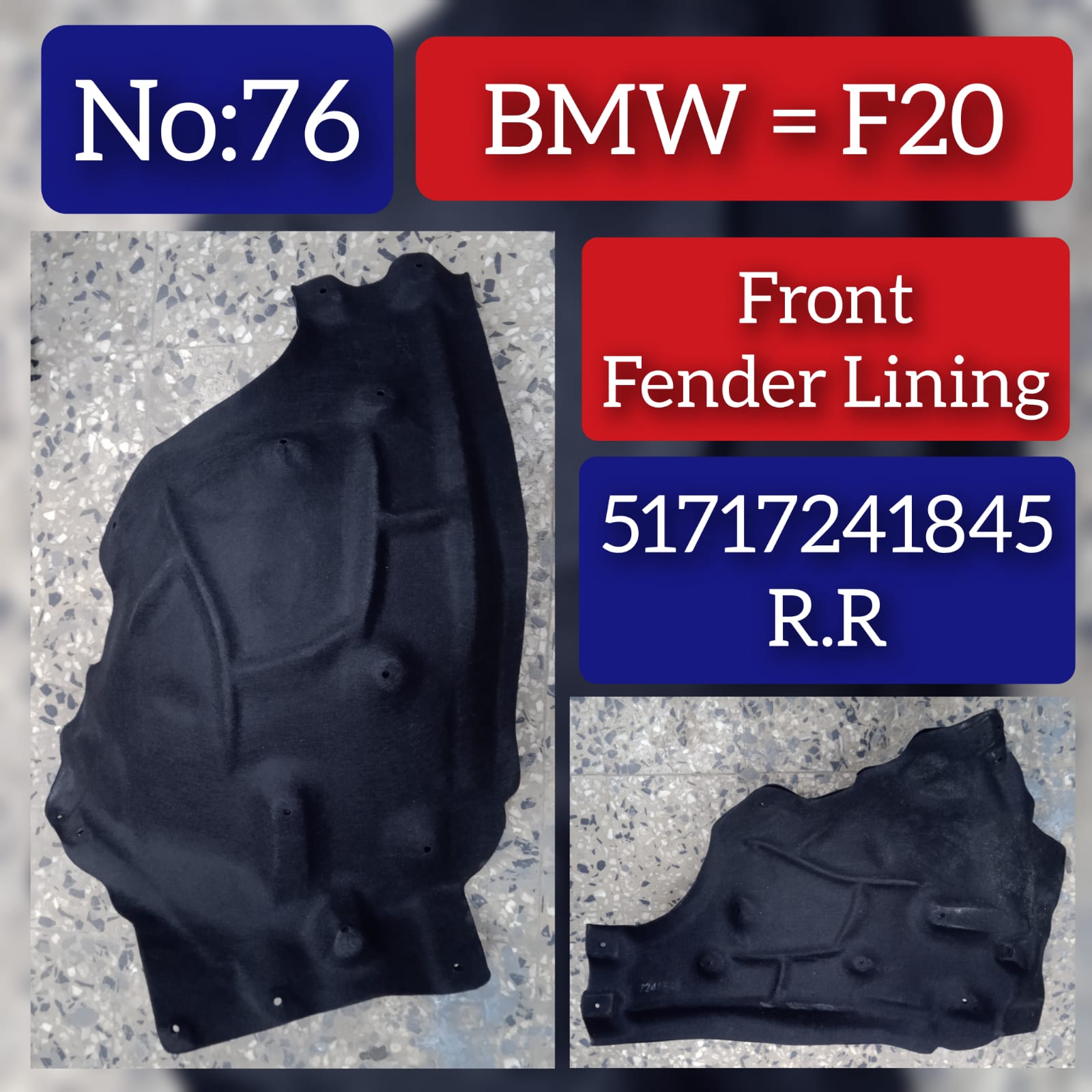 Rear Right Fender Liner 51717241846 Compatible With BMW 1 Series F20 Tag-FE-76