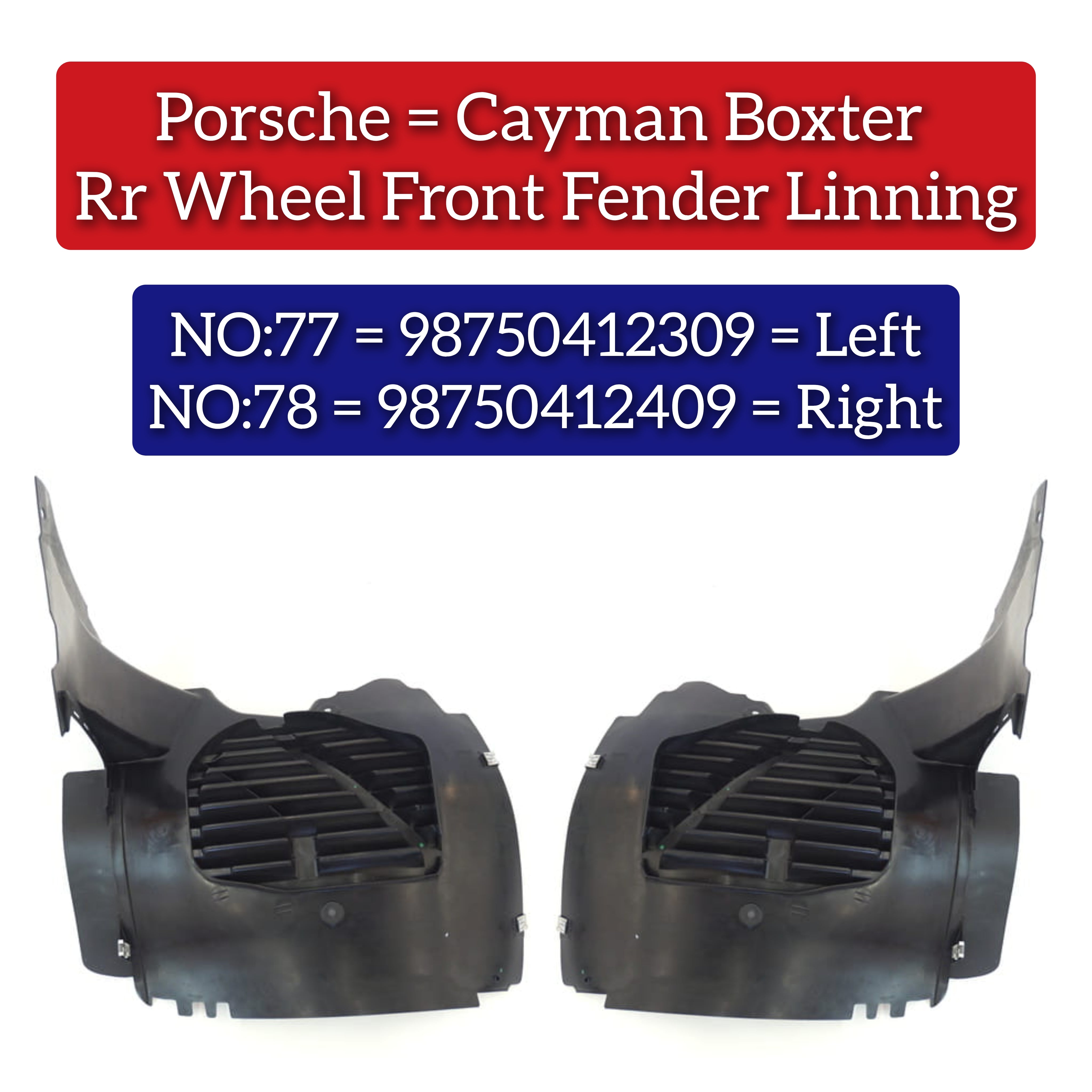 Rear Wheel Front Right Fender Liner 98750412309  98750412409 Compatible With Cayman & Boxer