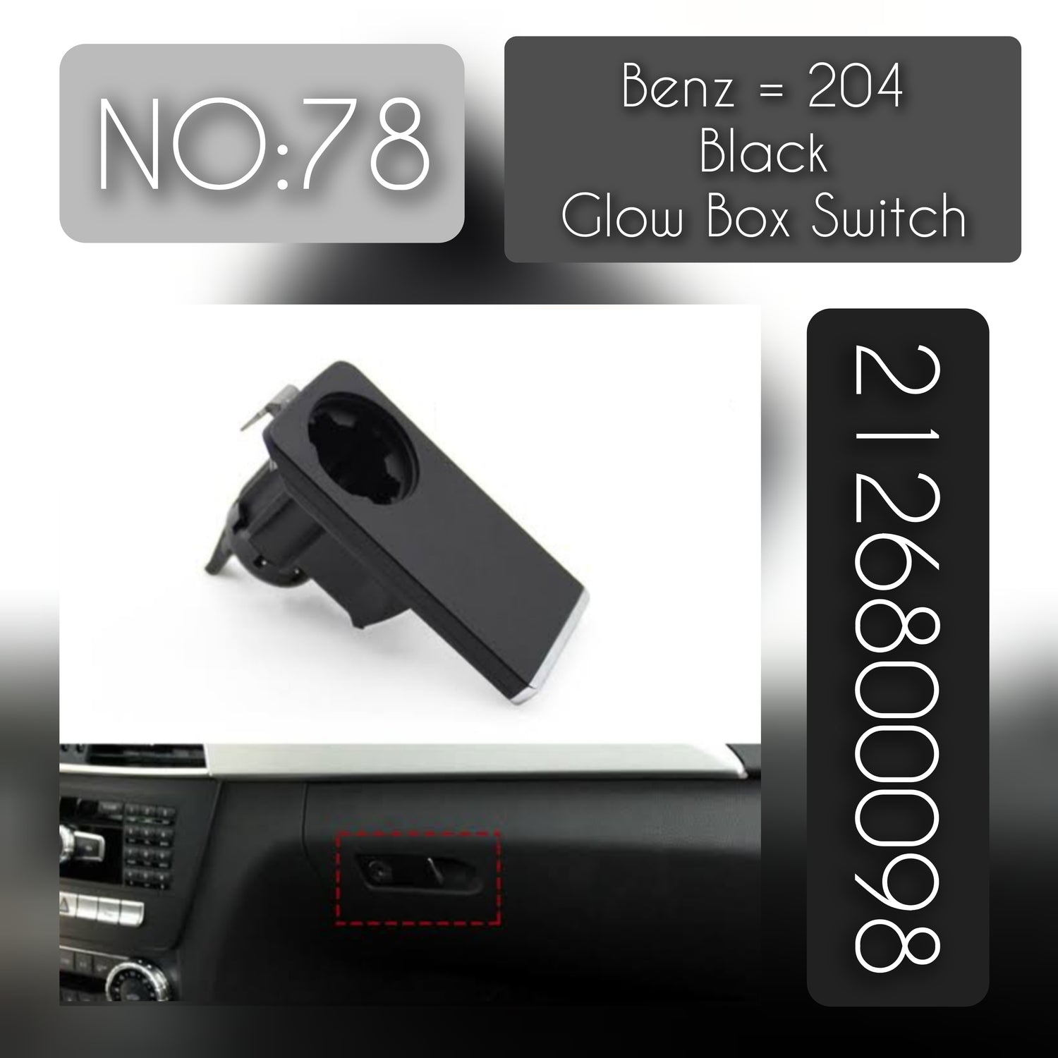 Black Glow Box Switch 2126800098 A2126800098 Compatible with Mercedes-Benz C-CLASS W204 & E-CLASS W212 Tag-SW-78