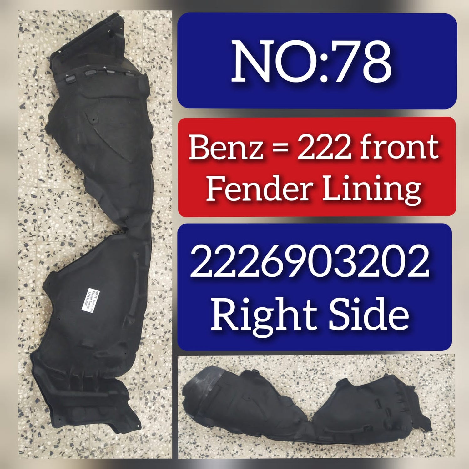 Rear Right Fender Liner 2226903202 2226900130 2226905300 2226908000 Compatible With MERCEDES-BENZ S-CLASS W222 Tag-FEM-78
