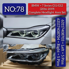 Complete Headlight Assy Left 63117408703 & Right 63117408704 Compatible With BMW 7 Series G11/G12 (2016-2019) Tag No.78
