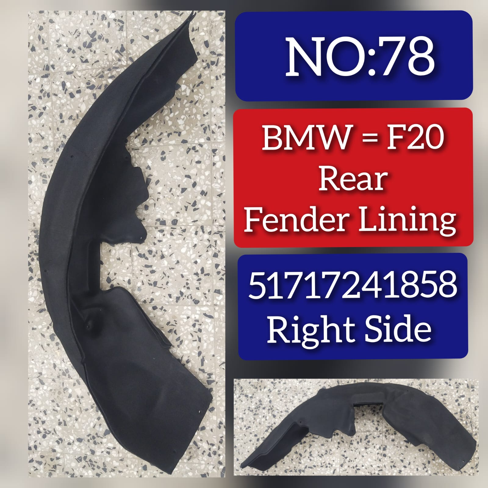 Rear Right Fender Liner 51717241858 Compatible With BMW 1 Series F20 Tag-FE-78