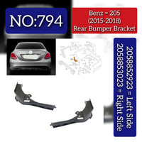 Rear Bumper Bracket  Left 2058852923 & Right 2058853023 Compatible With Mercedes-Benz C-CLASS W205 (2015-2018) Tag No.794