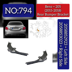 Rear Bumper Bracket  Left 2058852923 & Right 2058852823  Compatible With Mercedes-Benz C-CLASS W205 (2015-2018) Tag No.794