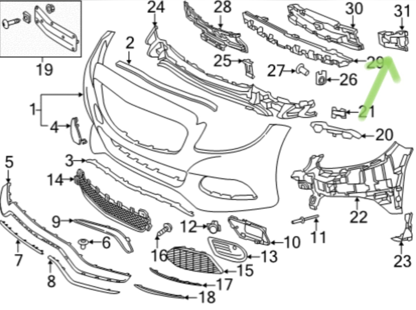Front Bumper Bracket Left 2058853823 & Right 2058853923 Compatible With Mercedes Benz C-Class (W205) (2015-2018) Tag No.798