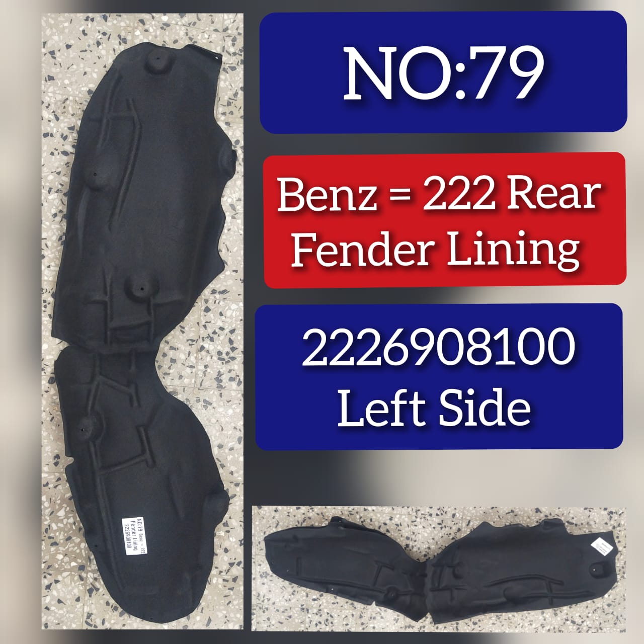 Rear Left Fender Liner 2226908100 2226900430 A2226908100 Compatible With MERCEDES-BENZ S-CLASS W222 Tag-FEM-79