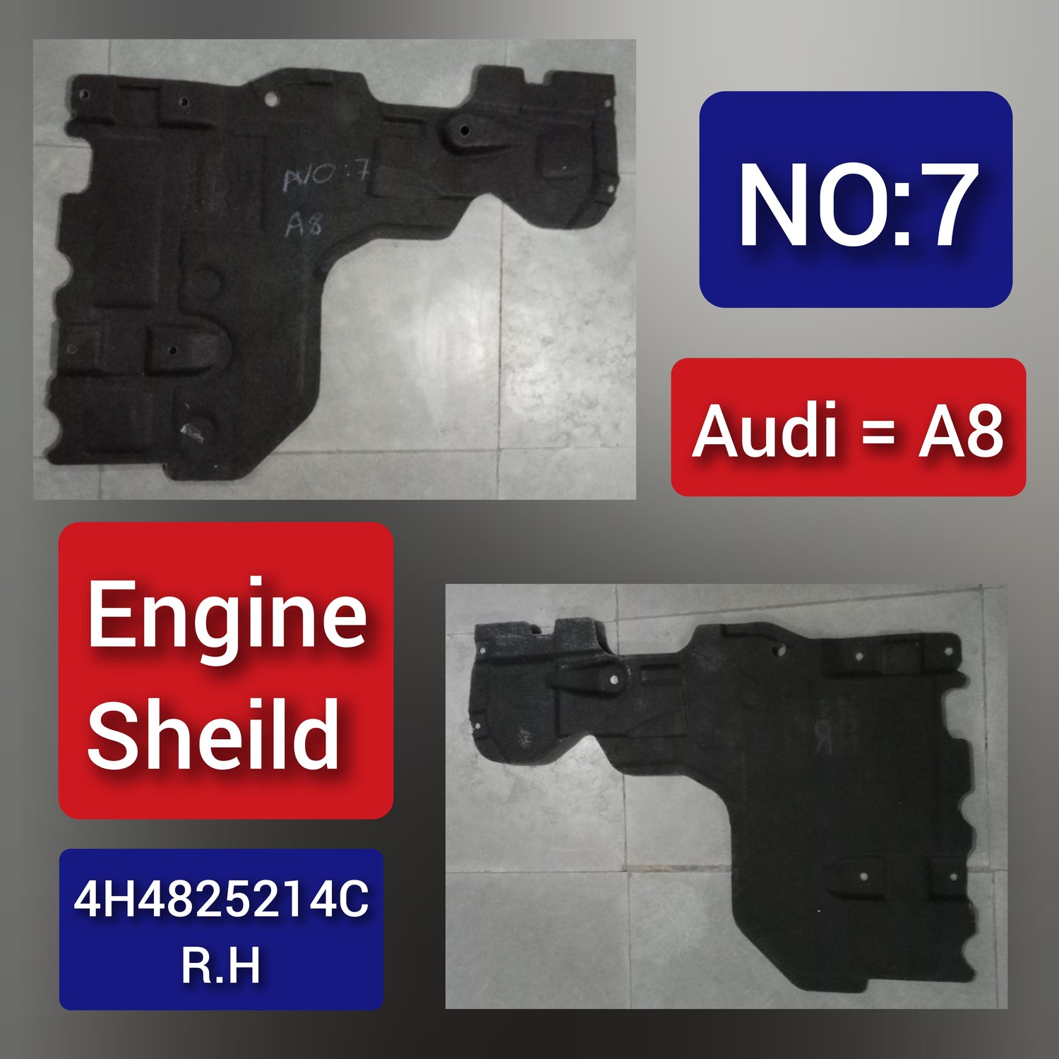 Under shields Fairing Right Rear 4H4825214C  Compatible With AUDI A8 Tag No.7