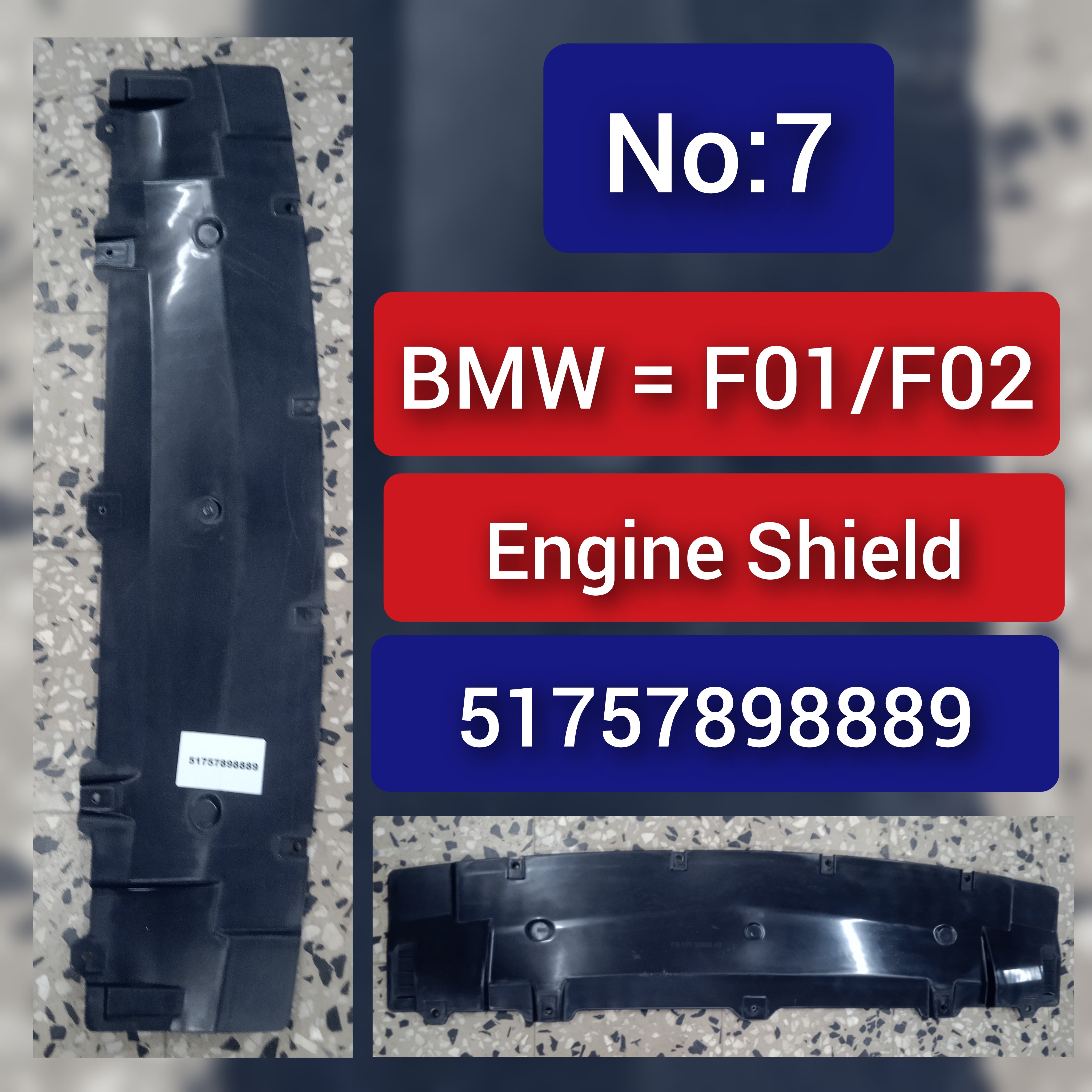 Front Bumper Under Cover  51757898889 Compatible with BMW 7 Series F01 F02 Tag No.7