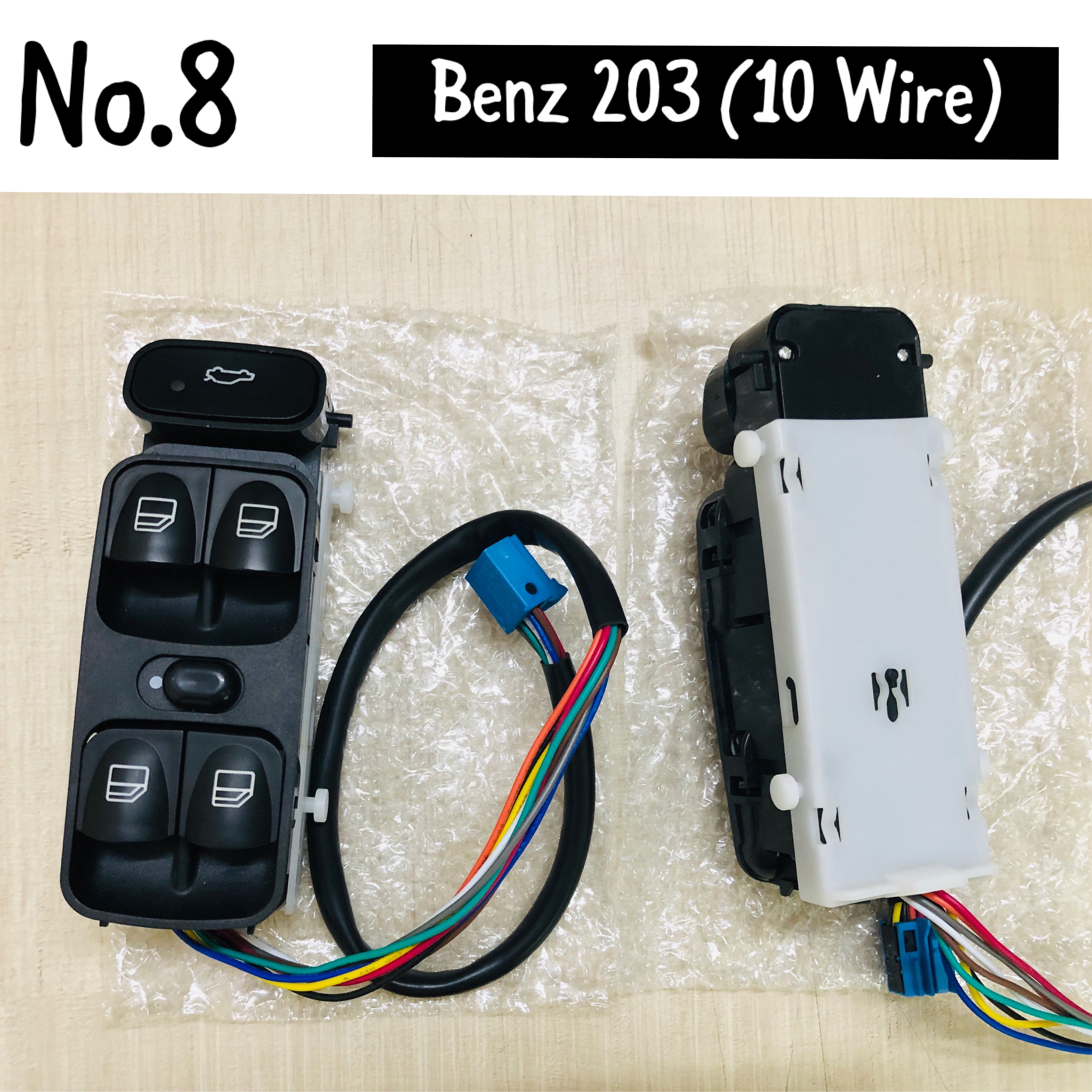 Mercedes-Benz E-CLASS W203 10-Wire Window Black Switch Compatible with 203/209 A2038210679 Tag-SW-08