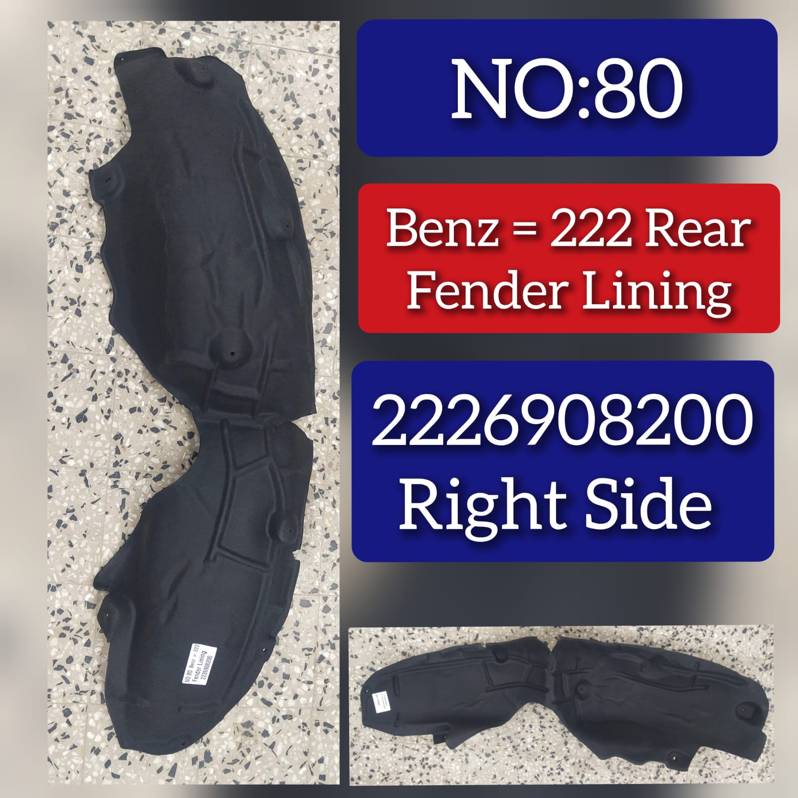 Rear Right Fender Liner 2226908200 2226900530 A2226908200 Compatible With MERCEDES-BENZ S-CLASS W222 Tag-FEM-80