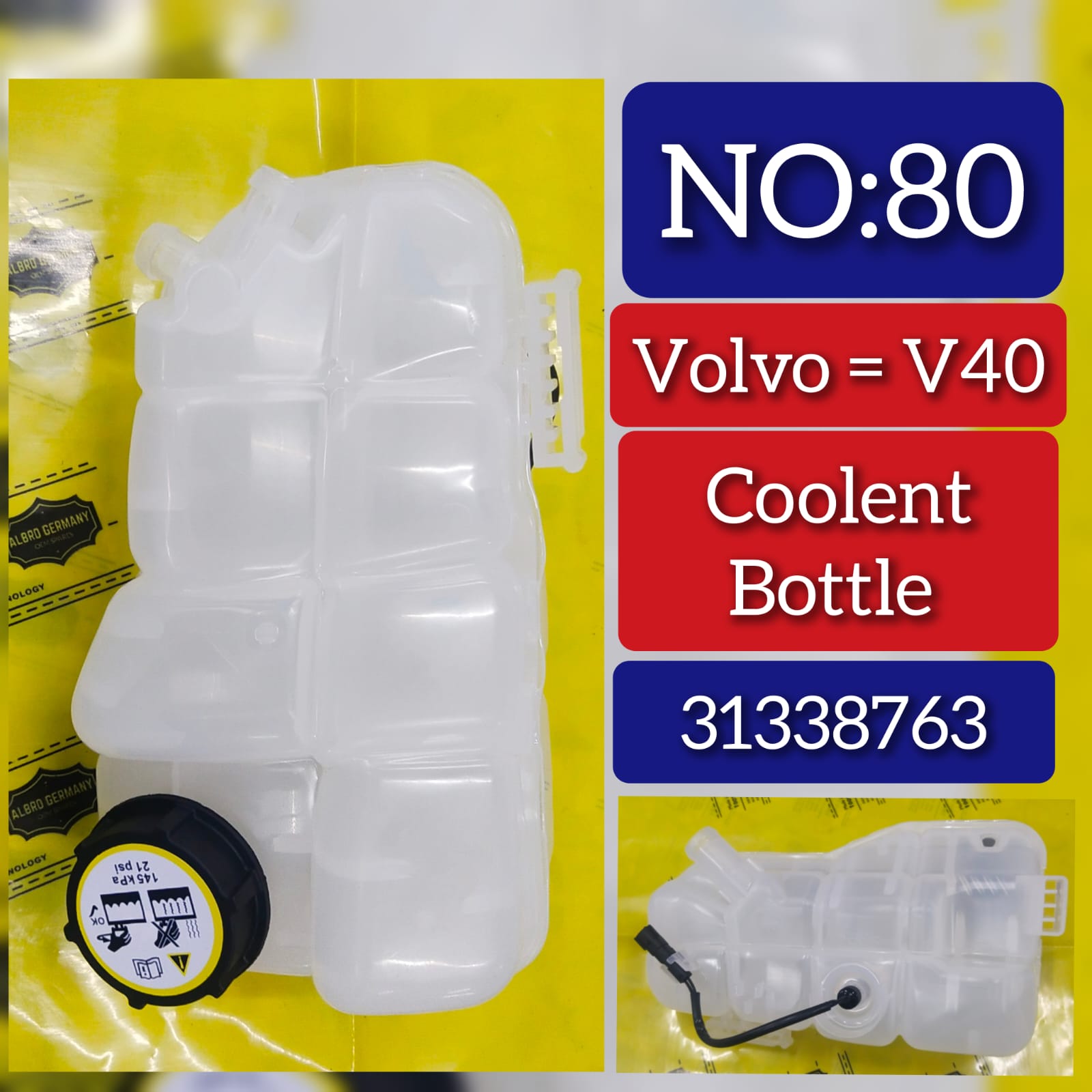 Coolant Bottle 31338763 30645812 30645814 For VOLVO V40 Hatchback (525)  Tag-B-80