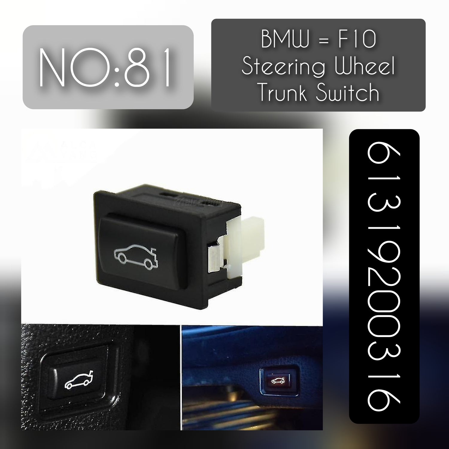 Steering Wheel Trunk Switch 61319200316  61316921846 Compatible with BMW 1 Series F20 & 3 Series F30 & 5 Series F10, X1 E84 Tag-SW-81