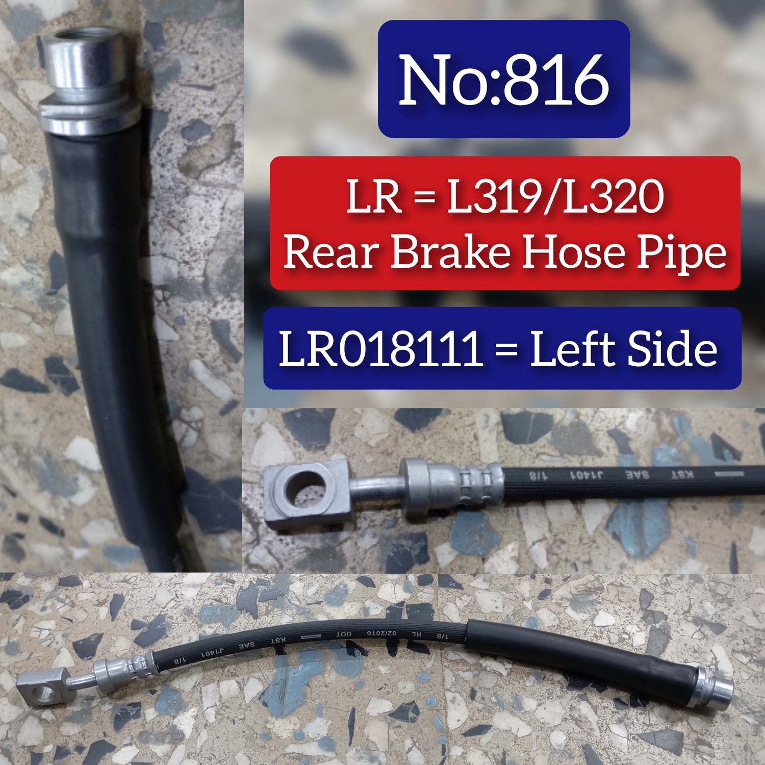Rear Brake Hose Pipe Left LR018111 & Right LR018112 LR052198 LR058009 SHB500050 SHB500051 SHB500270 9H222A442AA 9H222A442AB 9H222A442AC 9H222A442AD Compatible With LAND ROVER DISCOVERY IV (L319) | LR4 RANGE ROVER SPORT I (L320)