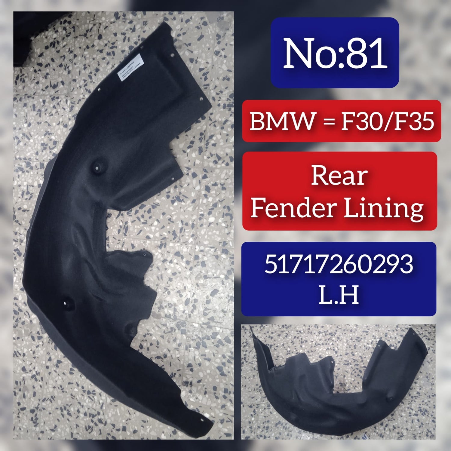 Rear Left Fender Liner 51717260293 Compatible With BMW 3 Series F30 Tag-FE-81