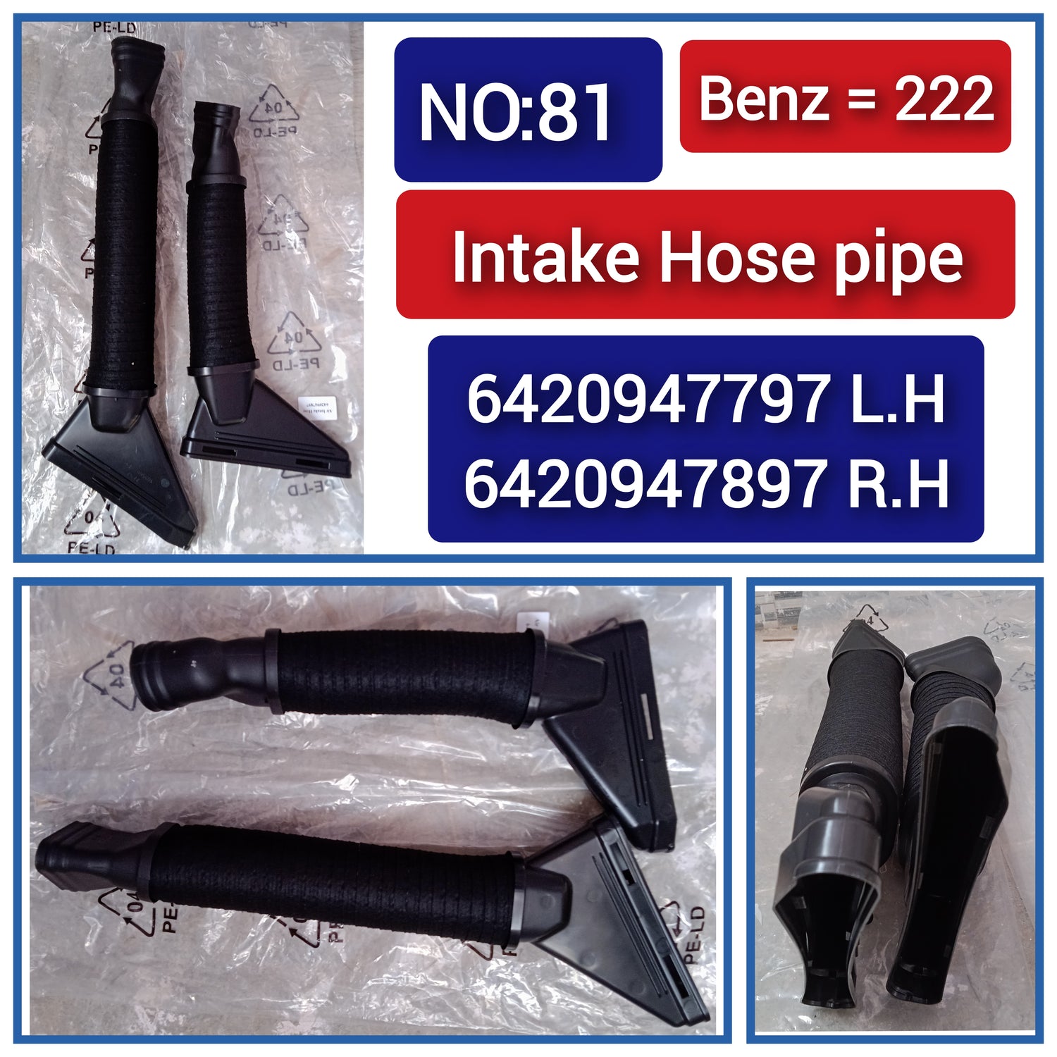 Intake Hose Pipe Left A6420947797 6420947797 Right 6420947897 Compatible With MERCEDES-BENZ (222) Tag No:81
