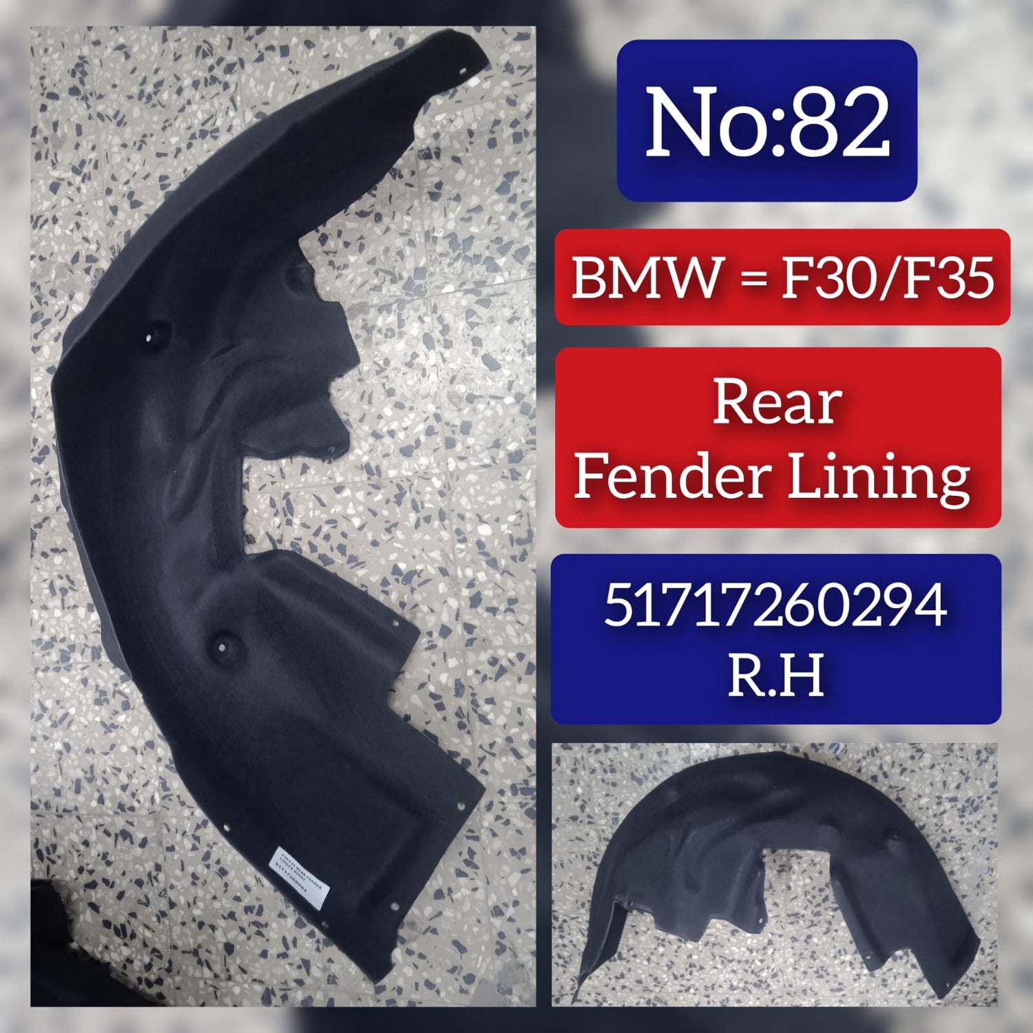 Rear Right Fender Liner 51717260294 Compatible With BMW 3 Series F30 Tag-FE-82