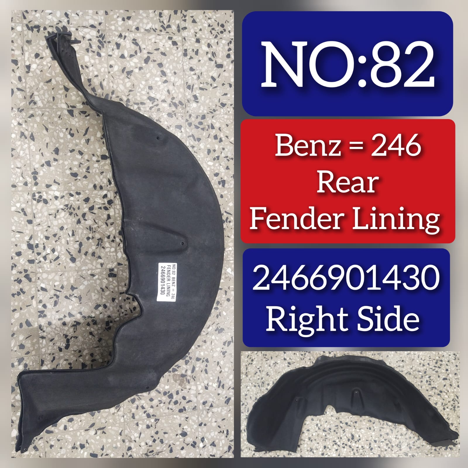 Rear Right Fender Liner 2466901430 Compatible With MERCEDES-BENZ B-CLASS W246 & GLA-CLASS W156 Tag-FEM-82