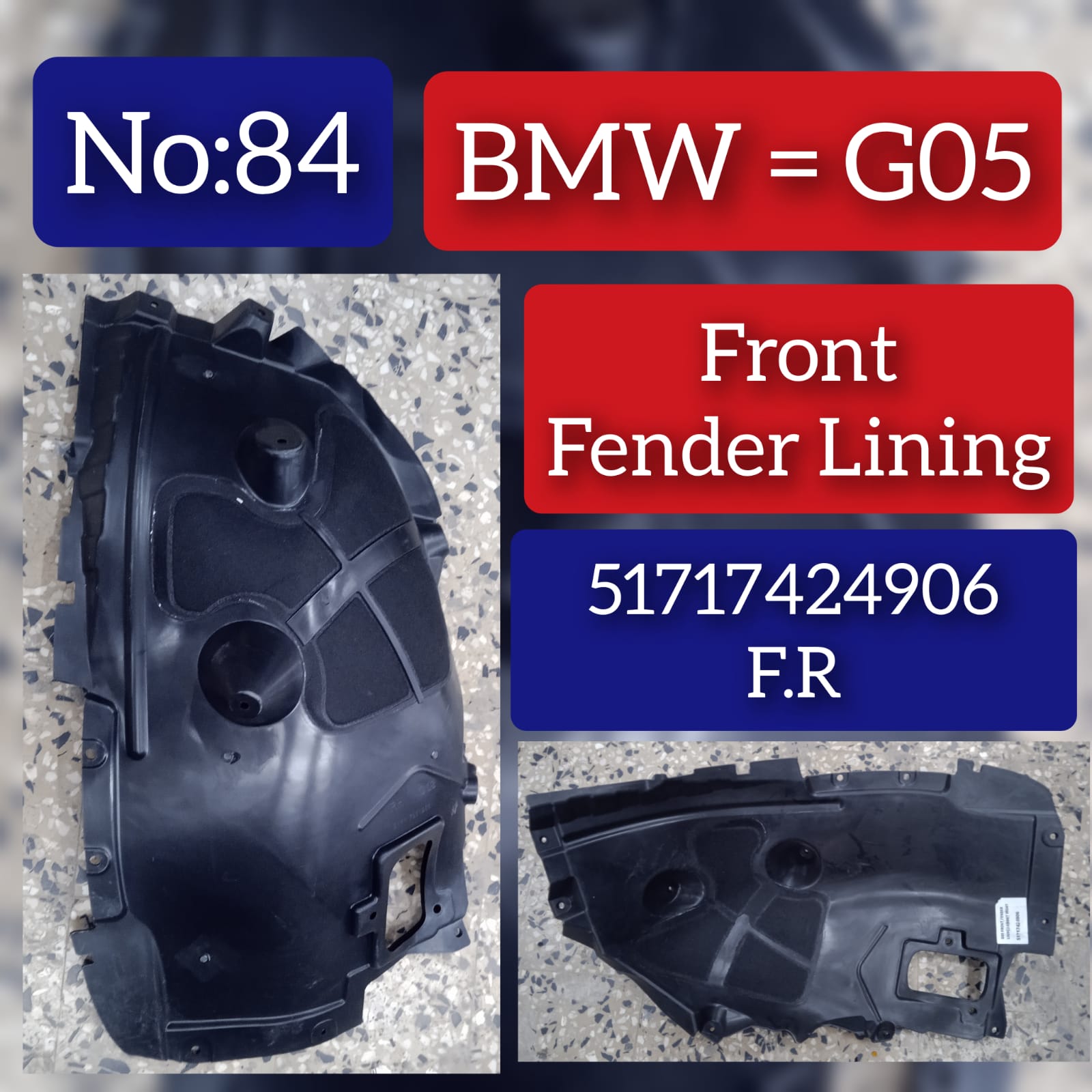 Front Left Fender Liner 51717424906 Compatible With BMW X5 G05 Tag-FE-84