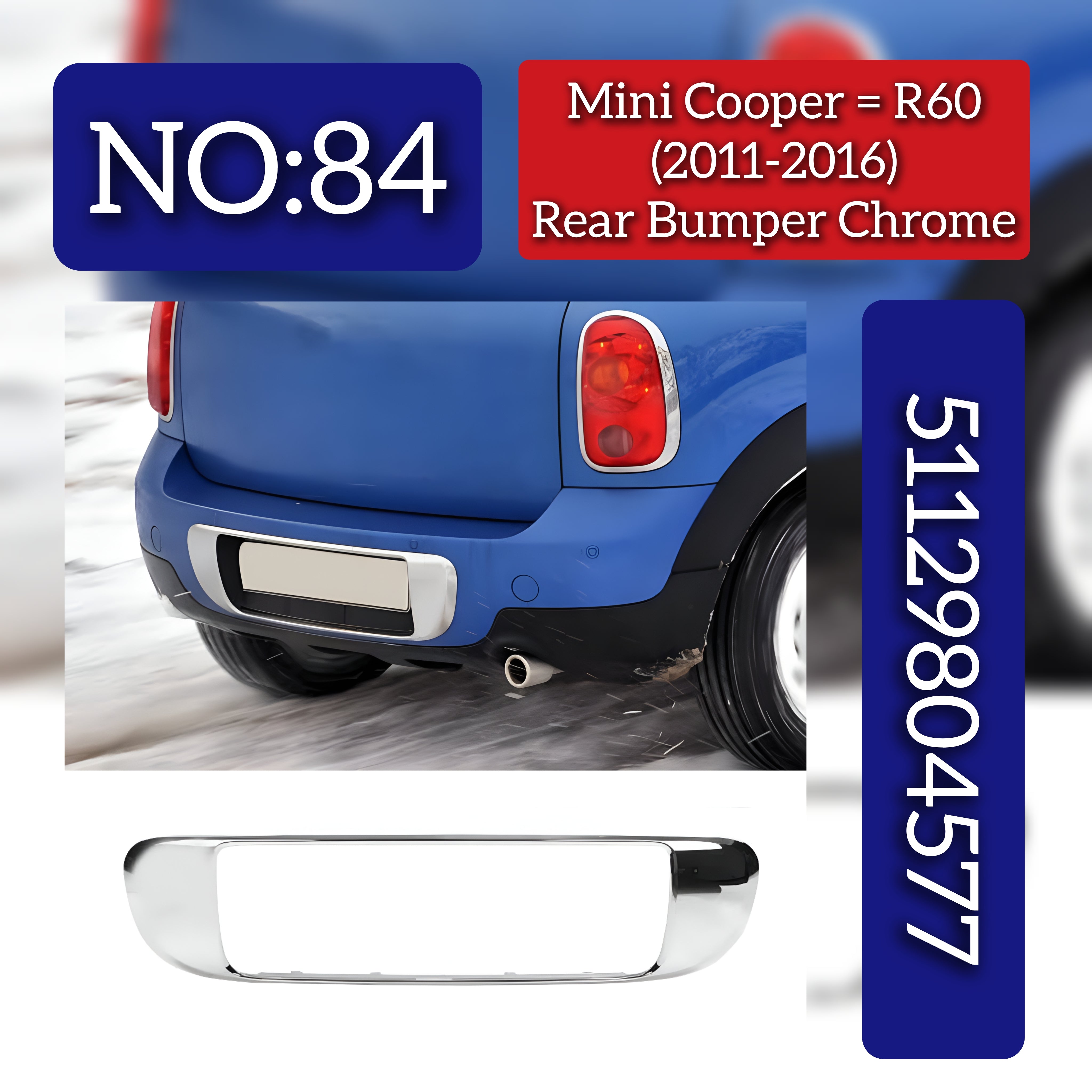 Rear Bumper Chrome 51129804577 Compatible With  MINI COOPER COUNTRYMAN (R60) (2011-2016) Tag No.84