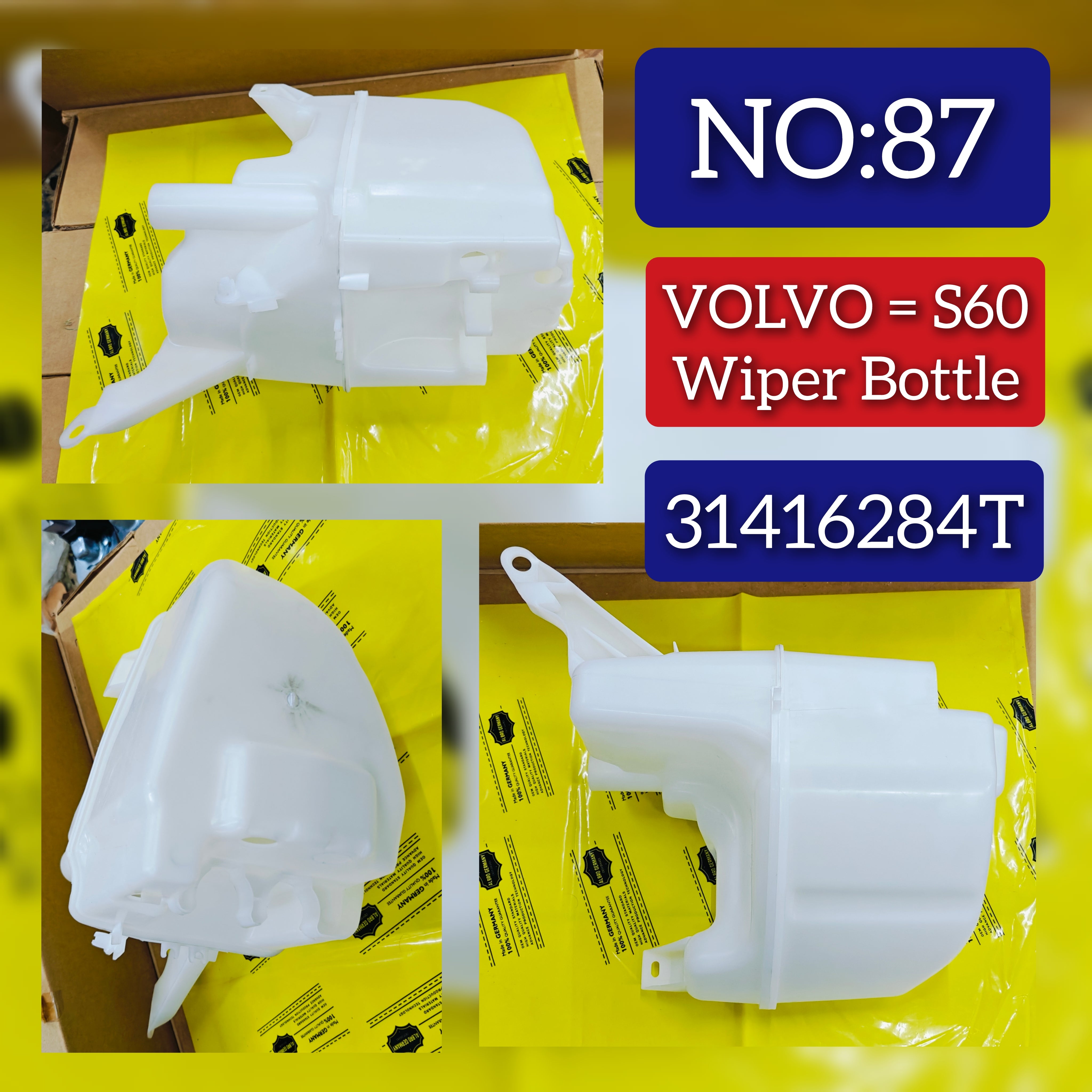 Wiper Bottle 31416284T 31416283 Compatible With Volvo S60 Tag No.87
