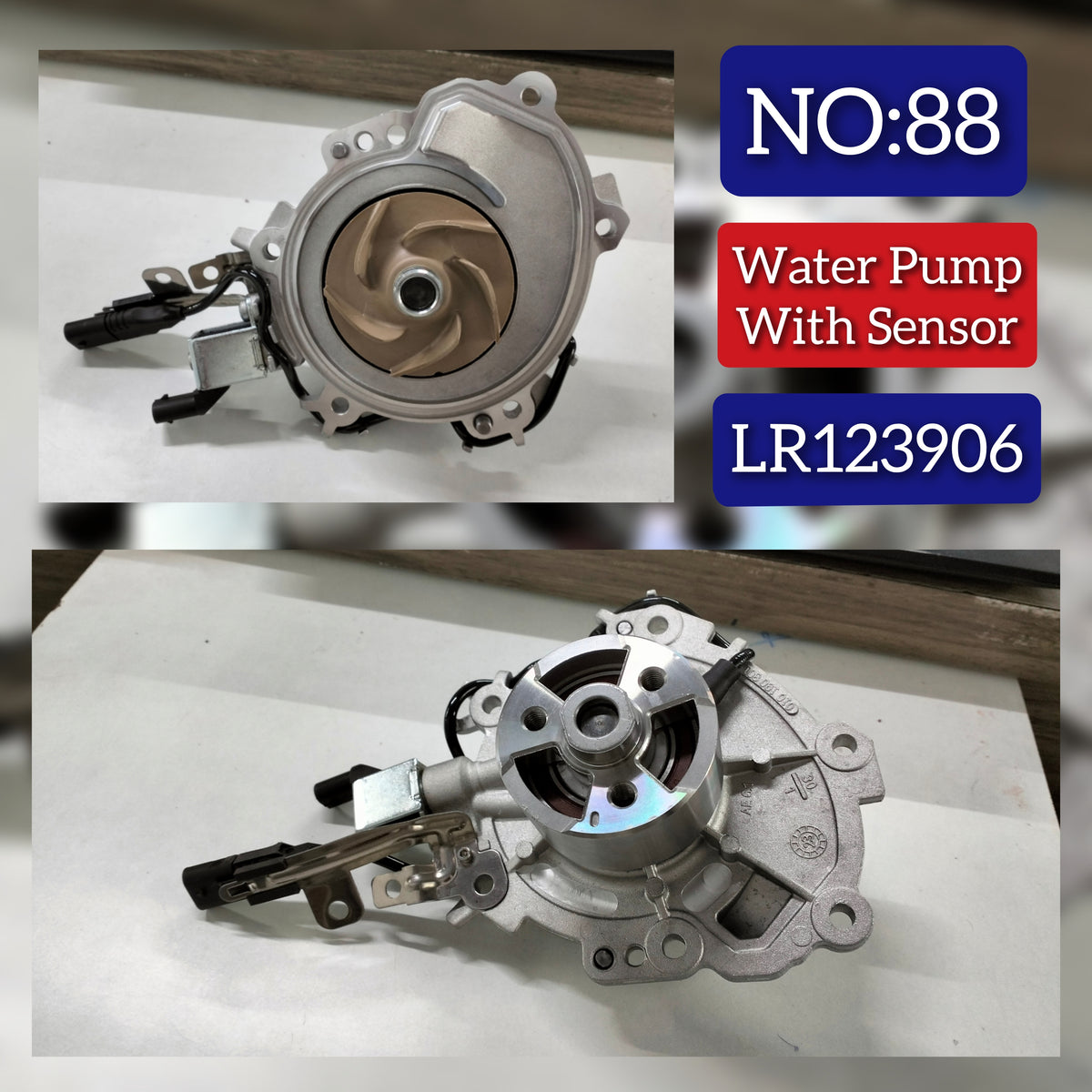 Water Pump With Sensor  LR123906 Compatible With LAND ROVER DEFENDER Station Wagon (L663) & DISCOVERY V (L462) & RANGE ROVER VELAR (L560) & JAGUAR F-PACE (X761) & XE (X760) &  XF II (X260) Tag-W-88