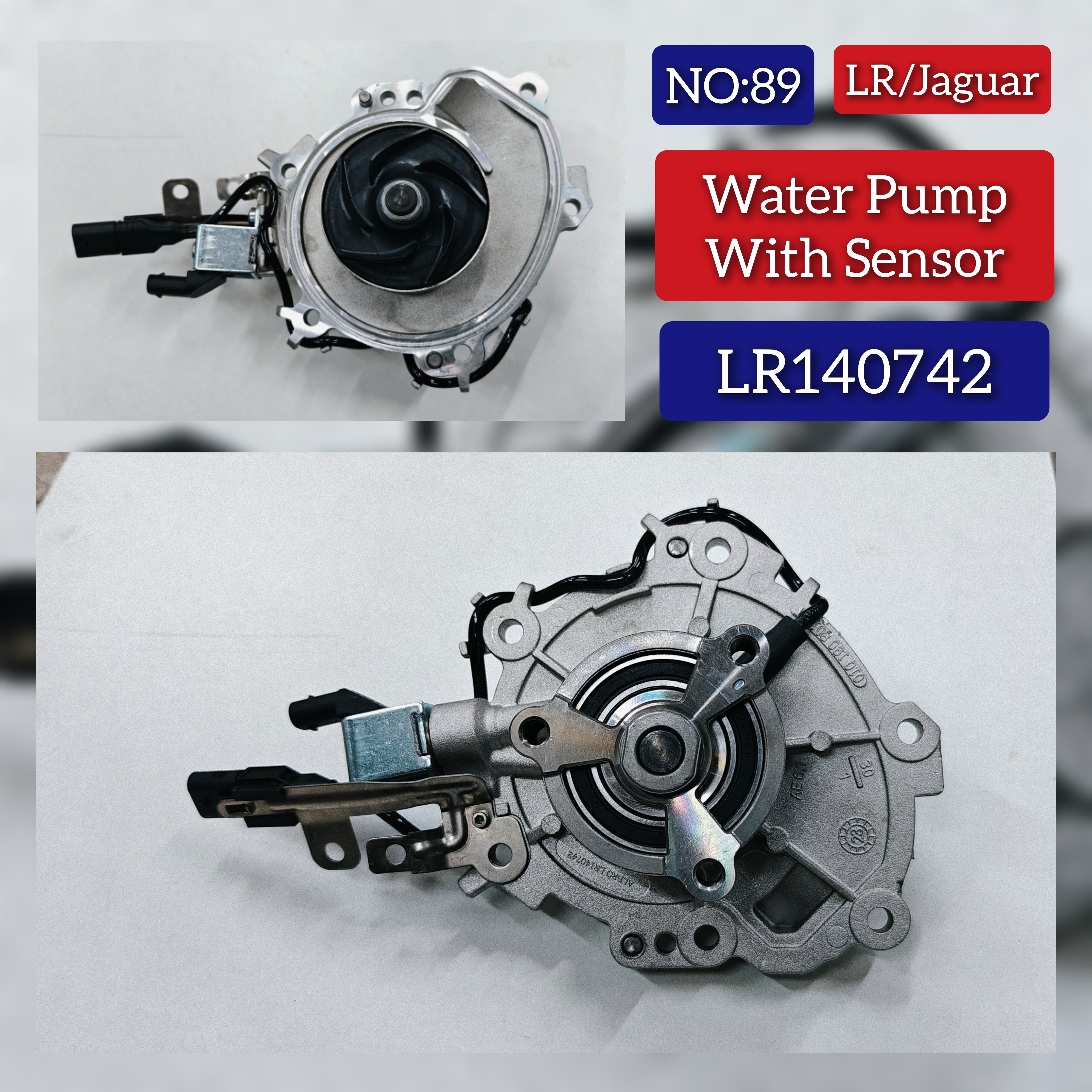 Water Pump With Sensor  LR140742 JDE40023 LR115260 Compatible With LAND ROVER DEFENDER Station Wagon (L663) & DISCOVERY SPORT (L550) & DISCOVERY V (L462) & RANGE ROVER EVOQUE (L538)  & JAGUAR F-PACE (X761) & XE (X760) & XF II (X260)  Tag-W-89