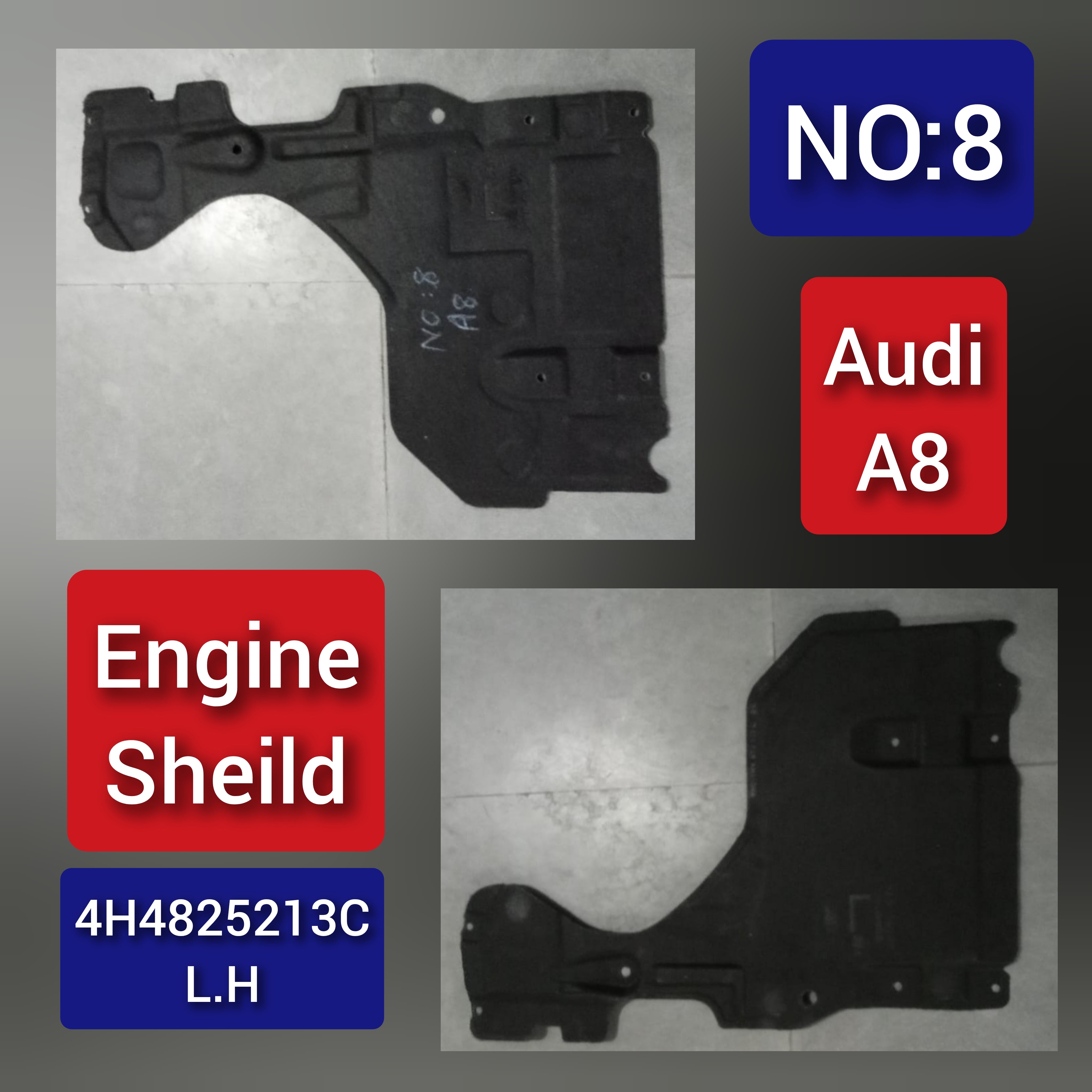 Under shields Fairing Left Rear 4H4825213C Compatible With AUDI A8 Tag No.8