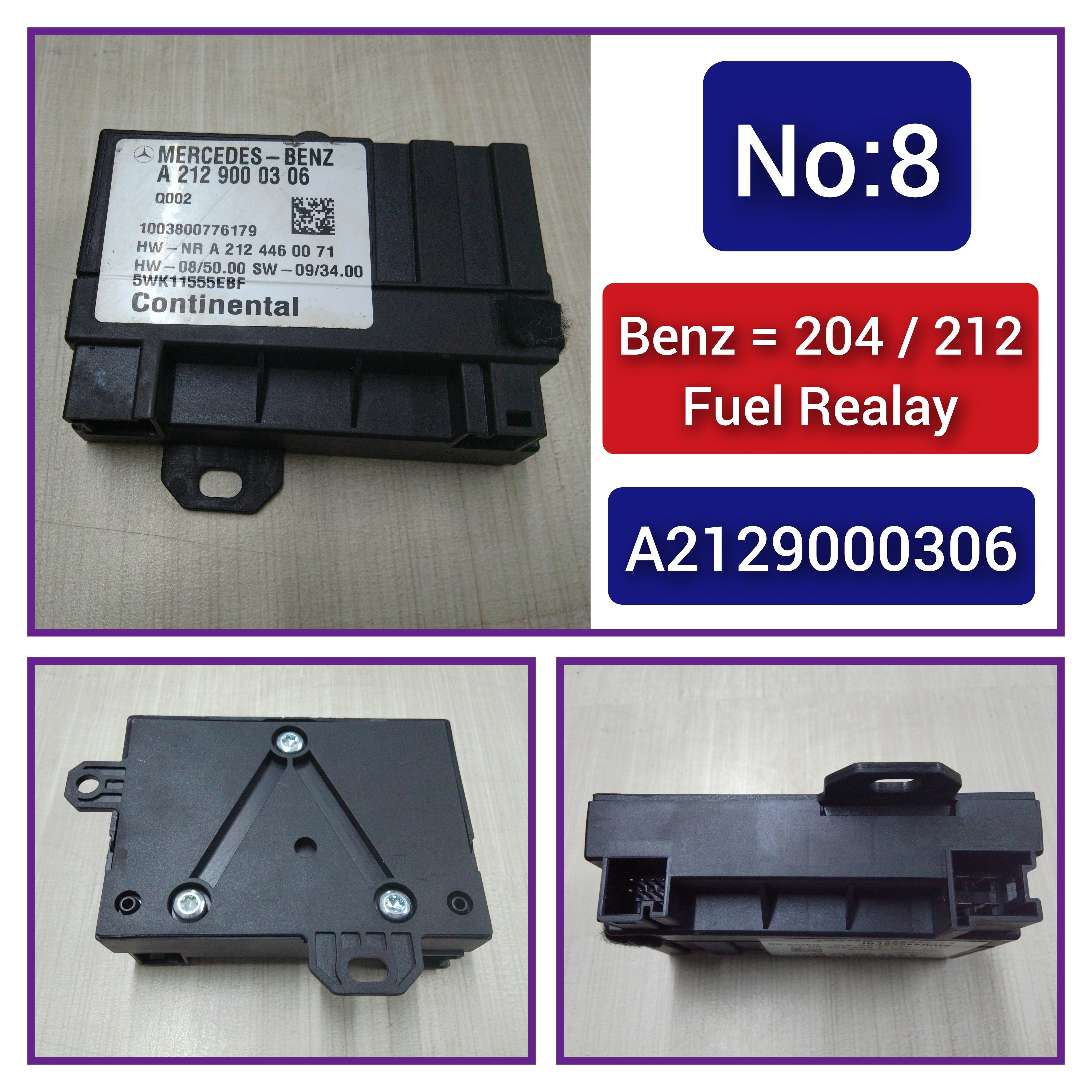 Fuel Pump Control Module A2129000306 0009003101 2124400314 2129001900 Compatible with MERCEDES-BENZ C-CLASS (W204) & CLS (C218) & E-CLASS (W212) & GL-CLASS (X164) & GL-CLASS (X166) & GLE (W166) & GLS (X166) Tag-FR-08
