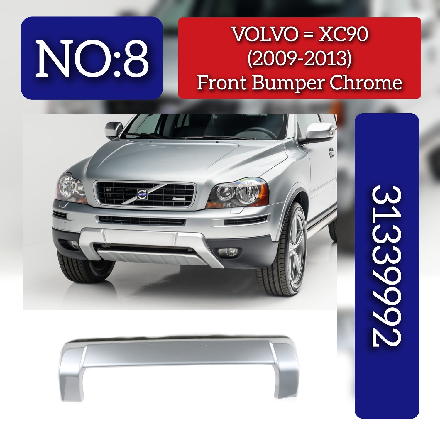Front Bumper Chrome 31339992 Compatible With VOLVO XC90 I (275) Tag No.8