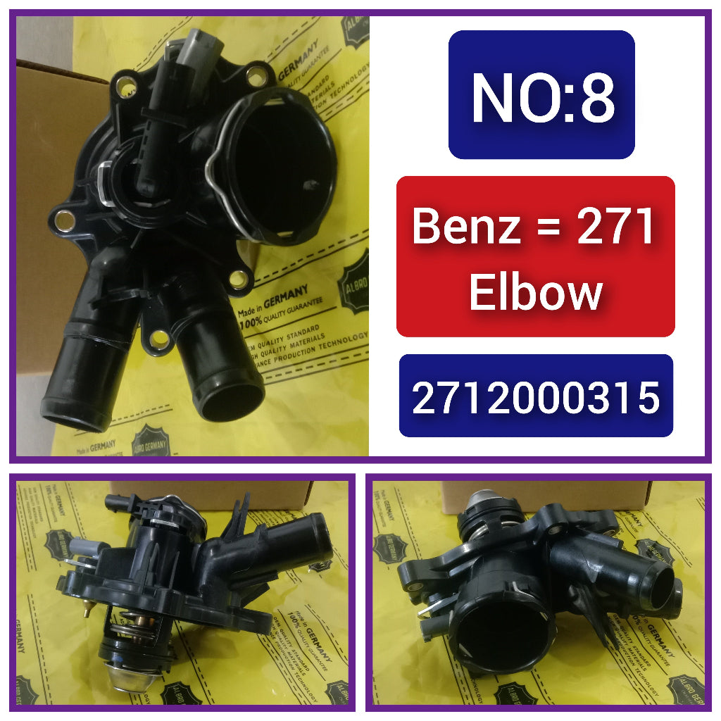 Thermostat Housing Water Coolant Flange 2712000315 2712000115 2712000215 Compatible With MERCEDES-BENZ E-CLASS W212 Tag-E-08