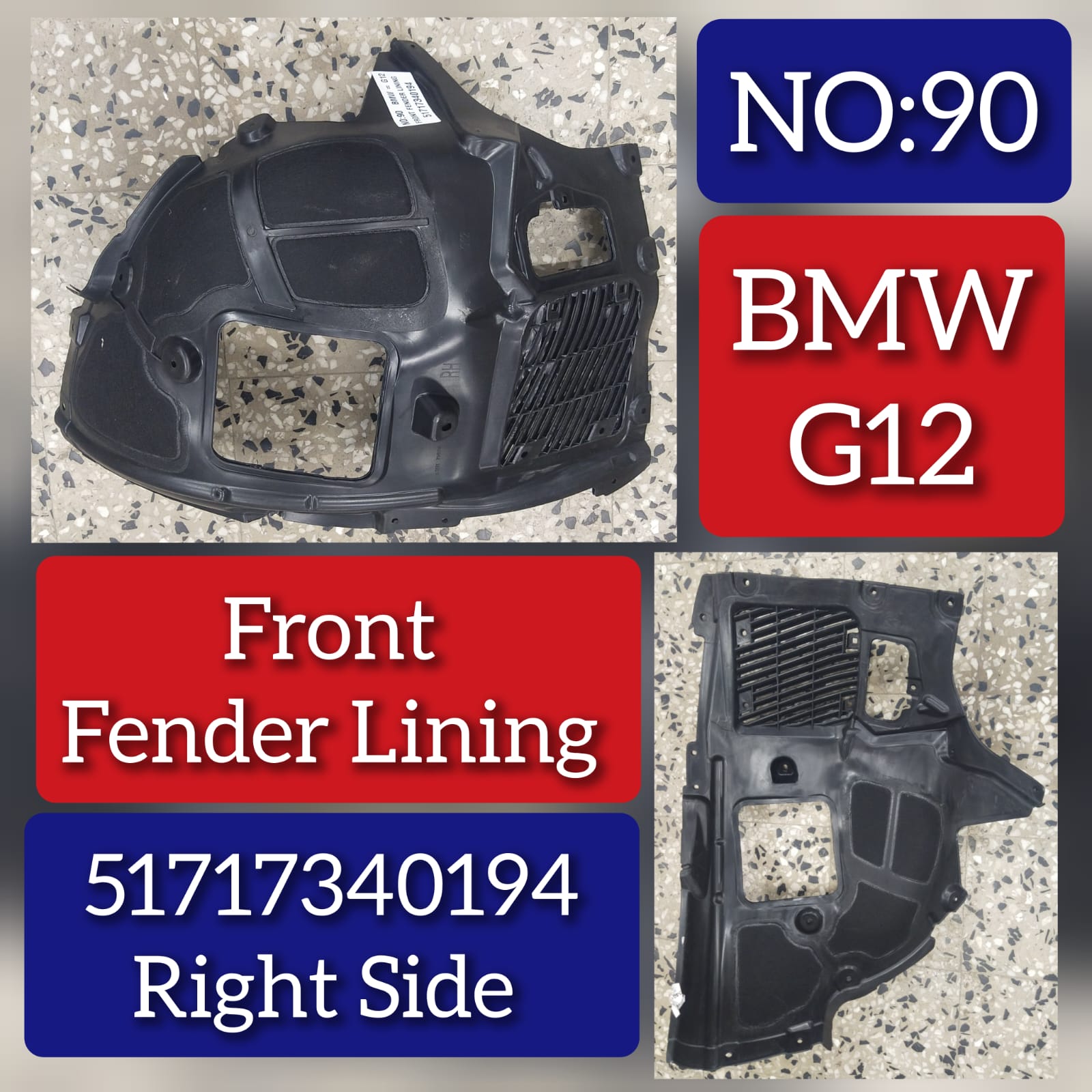 Front Right Fender Liner 51717340194 Compatible With BMW 7 Series G11 G12 Tag-FE-90