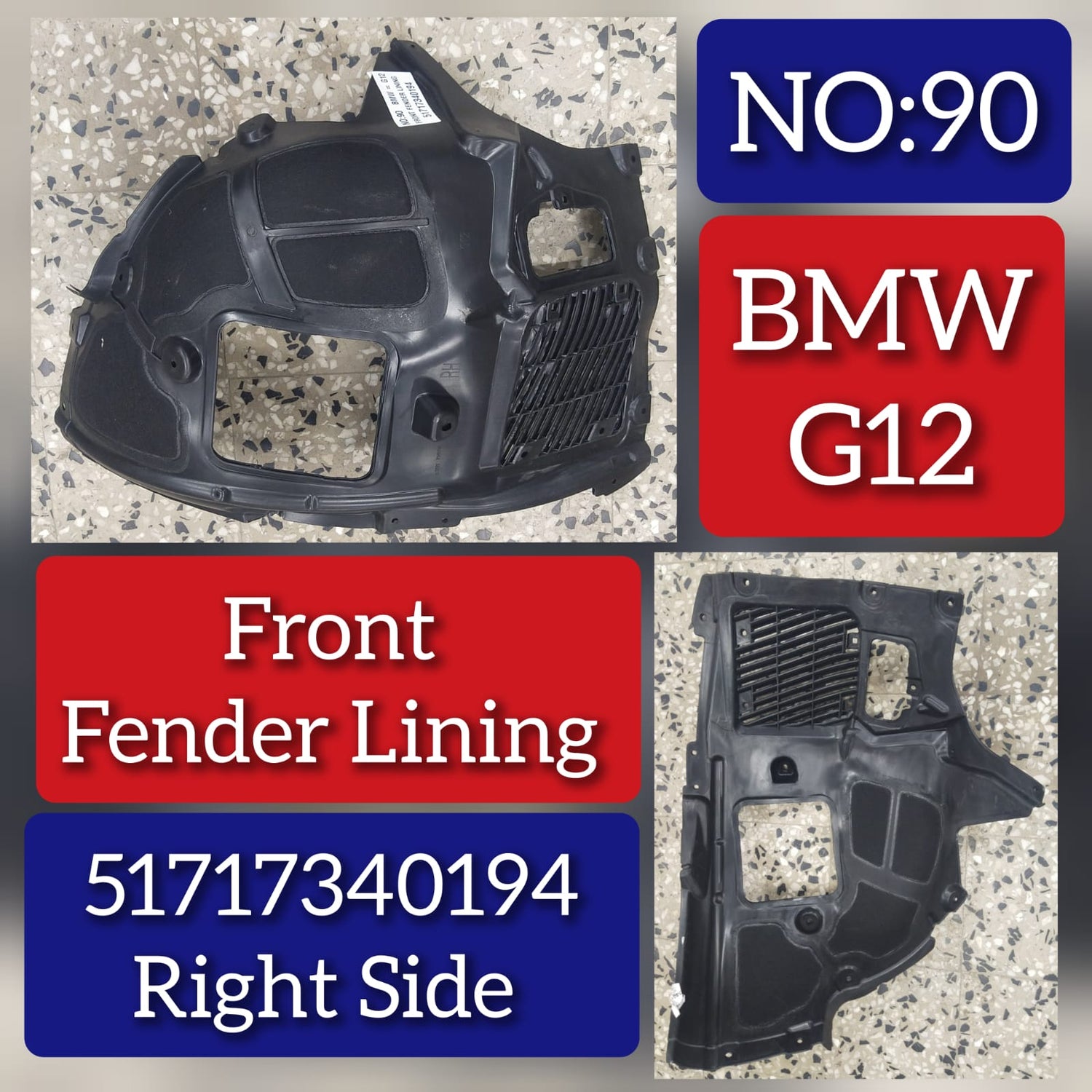 Front Right Fender Liner 51717340194 Compatible With BMW 7 Series G11 G12 Tag-FE-90