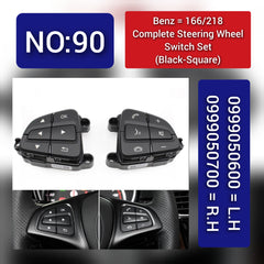 Mercedes-Benz 166/218 Complete Steering Wheel Switch Set (Black-Square) for W166, W156, W246, GLE, and B-Class - Left Hand 0999050600 and Right Hand 0999050700 Options Available Tag-SW-90