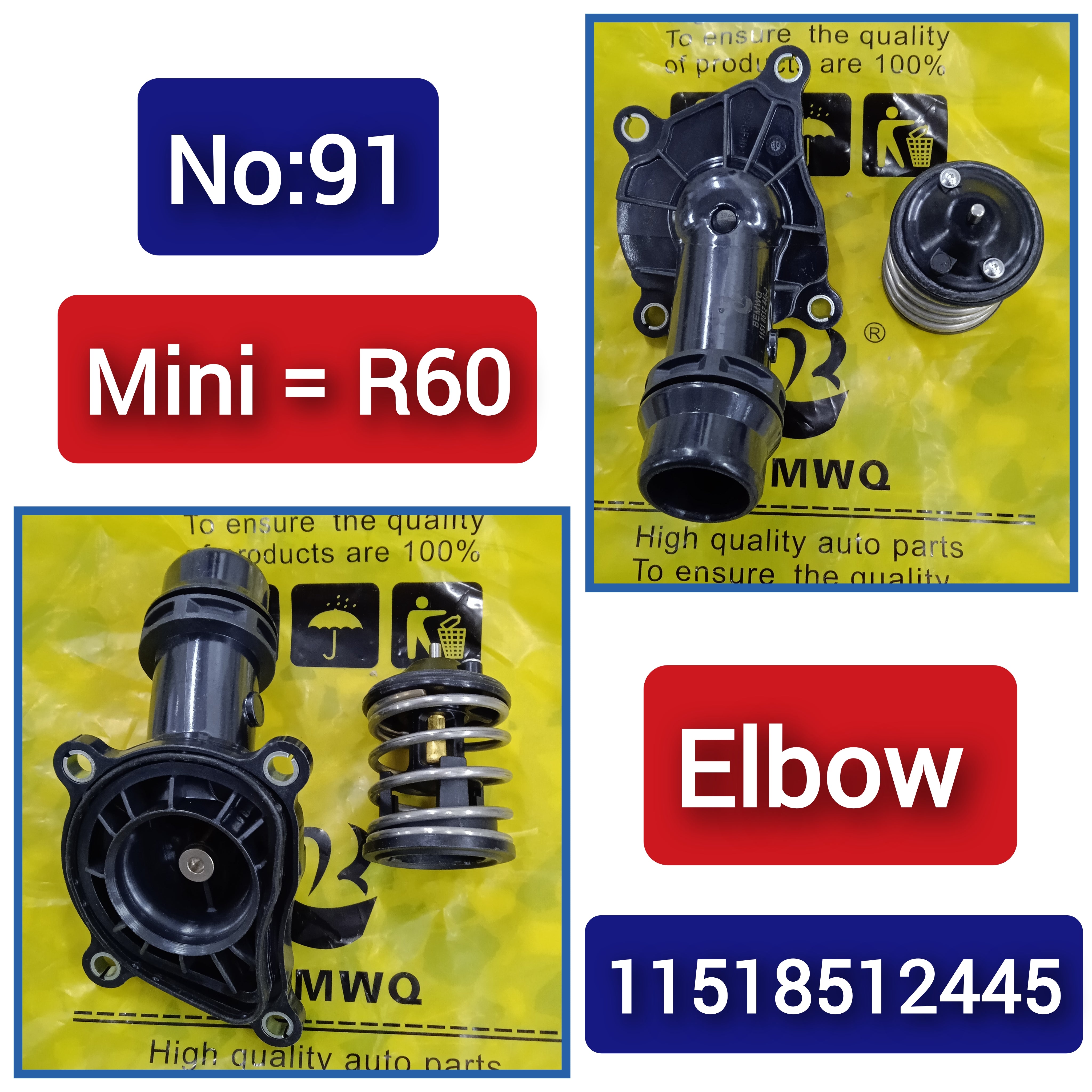 Elbow (Thermostat) 11518512445 For MINI COUNTRYMAN R60 Tag-E-91