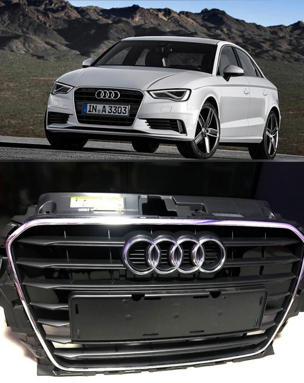 Show grill  Compatible With  Audi A3(2014-16) AMG Black Chrome