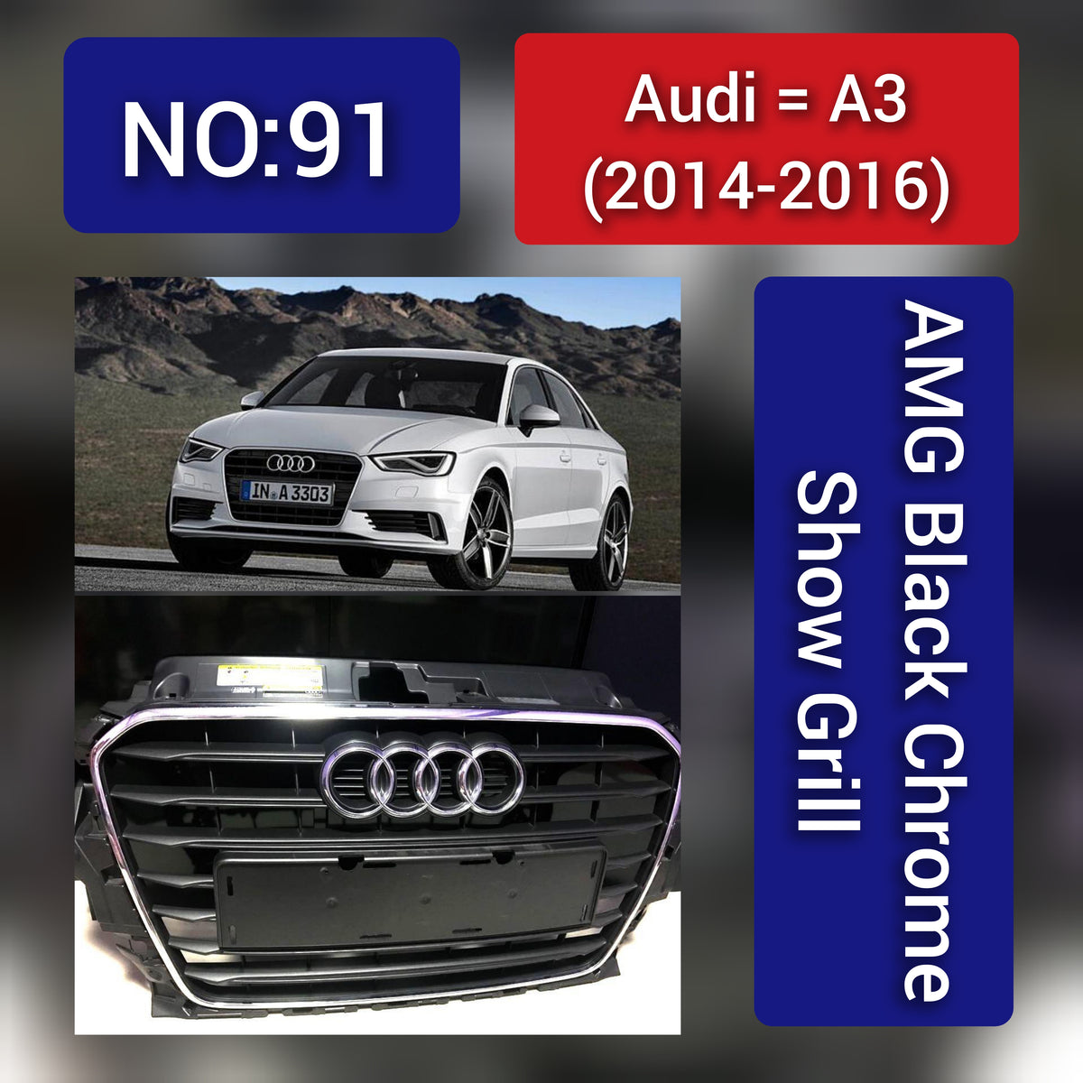 Audi A3(2014-16) AMG Black Chrome Show grill