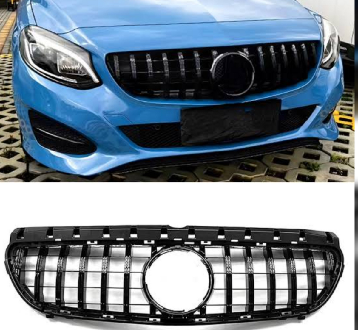 GTR Black Chrome Show Grill  Compatible With  Mercedes Benz B-Class W246 (2015-2019) Tag 44