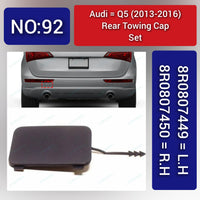 Rear Towing Cap Set. 8R0807449 = L.H, 8R0807450 = R.H. Audi Q5 (2013-2016) Tag No.92